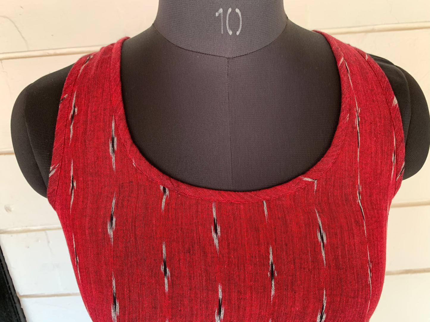 Red Stripe Ikat A-Line Dress