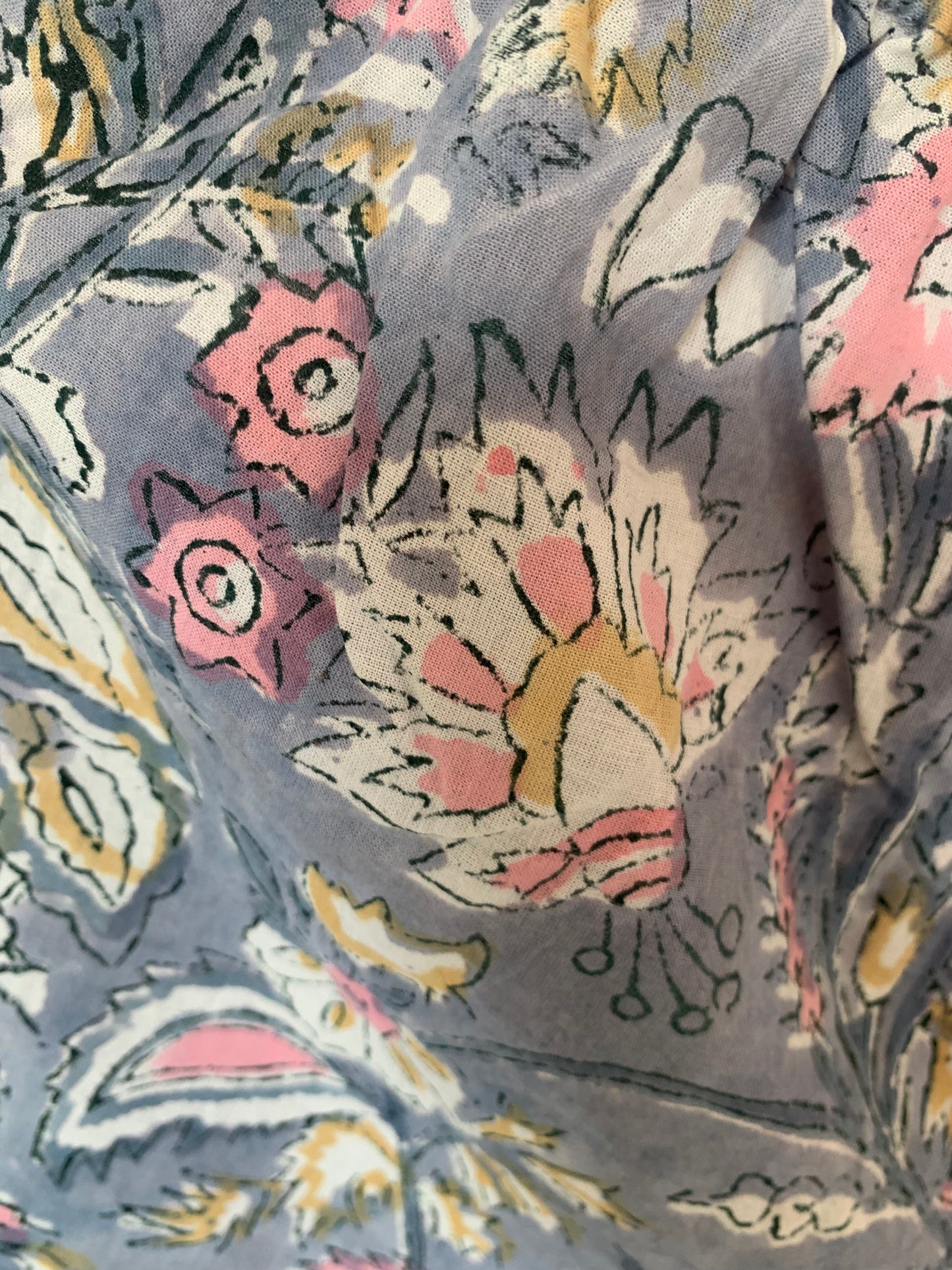 Gray Floral Hand Block Print Boxer Shorts