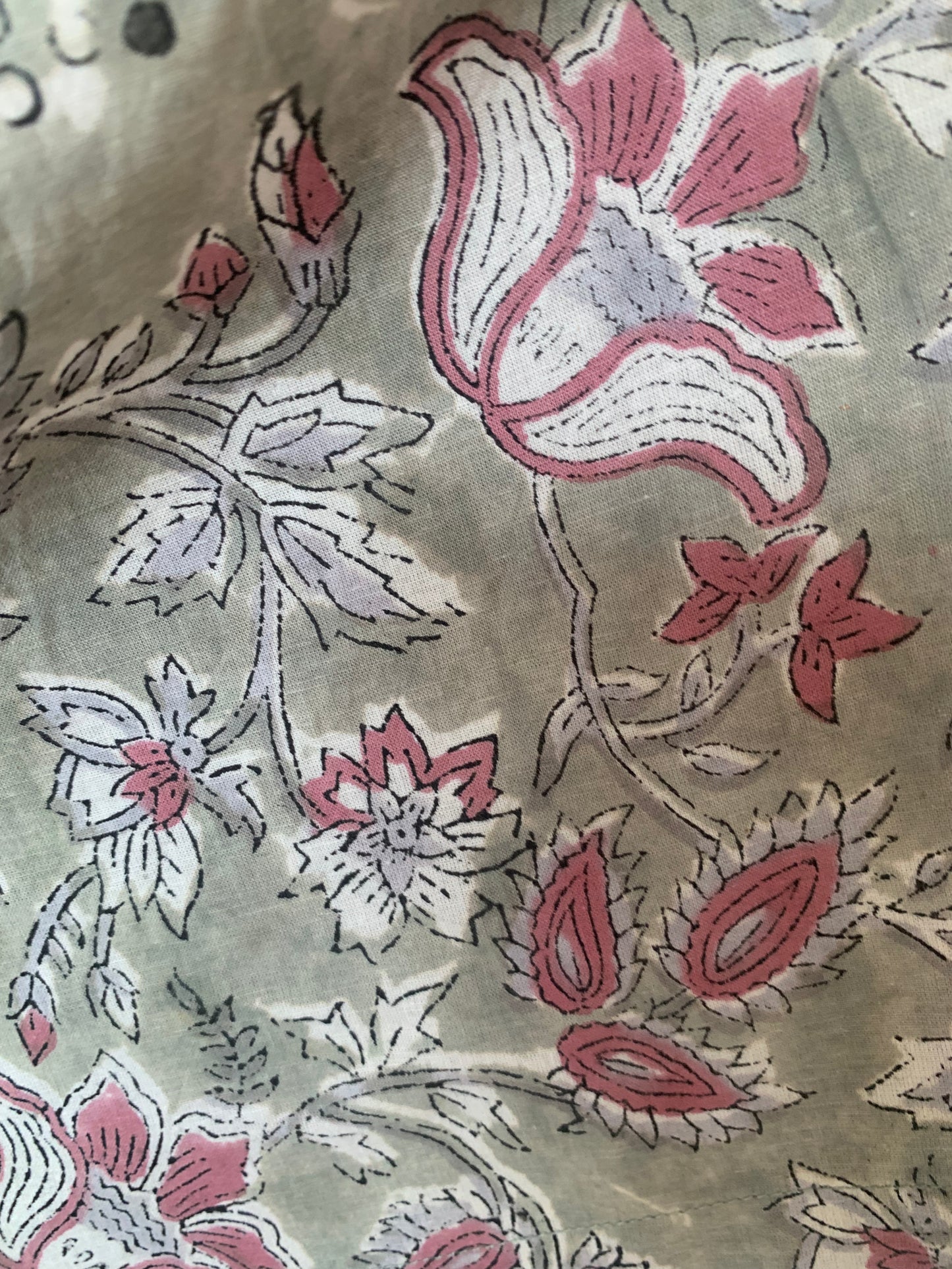 Sage Green Floral Hand Block Print Boxer Shorts