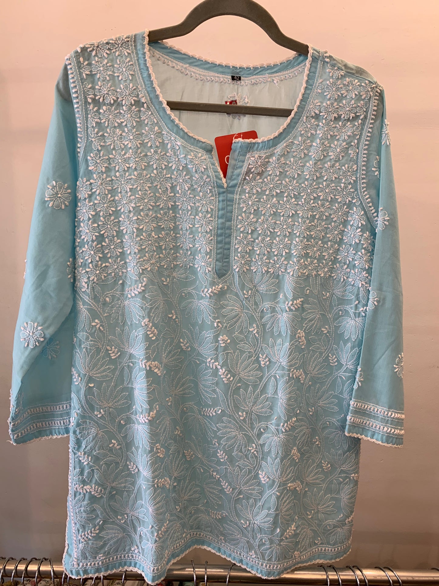 Mint Blue Chicken Jaal Top