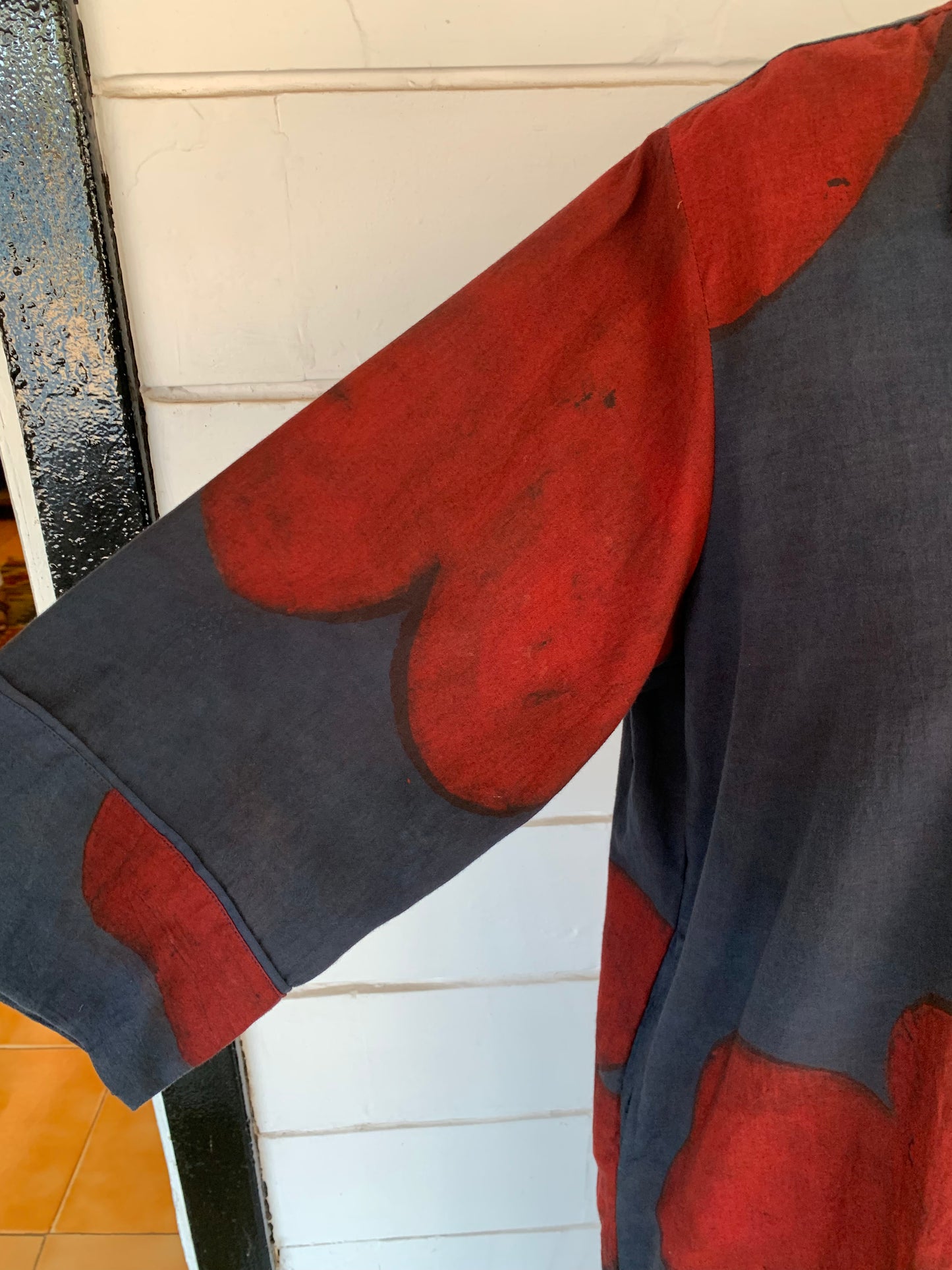 Red & Blue Djellabia Dress | Long Sleeve Shirt Style