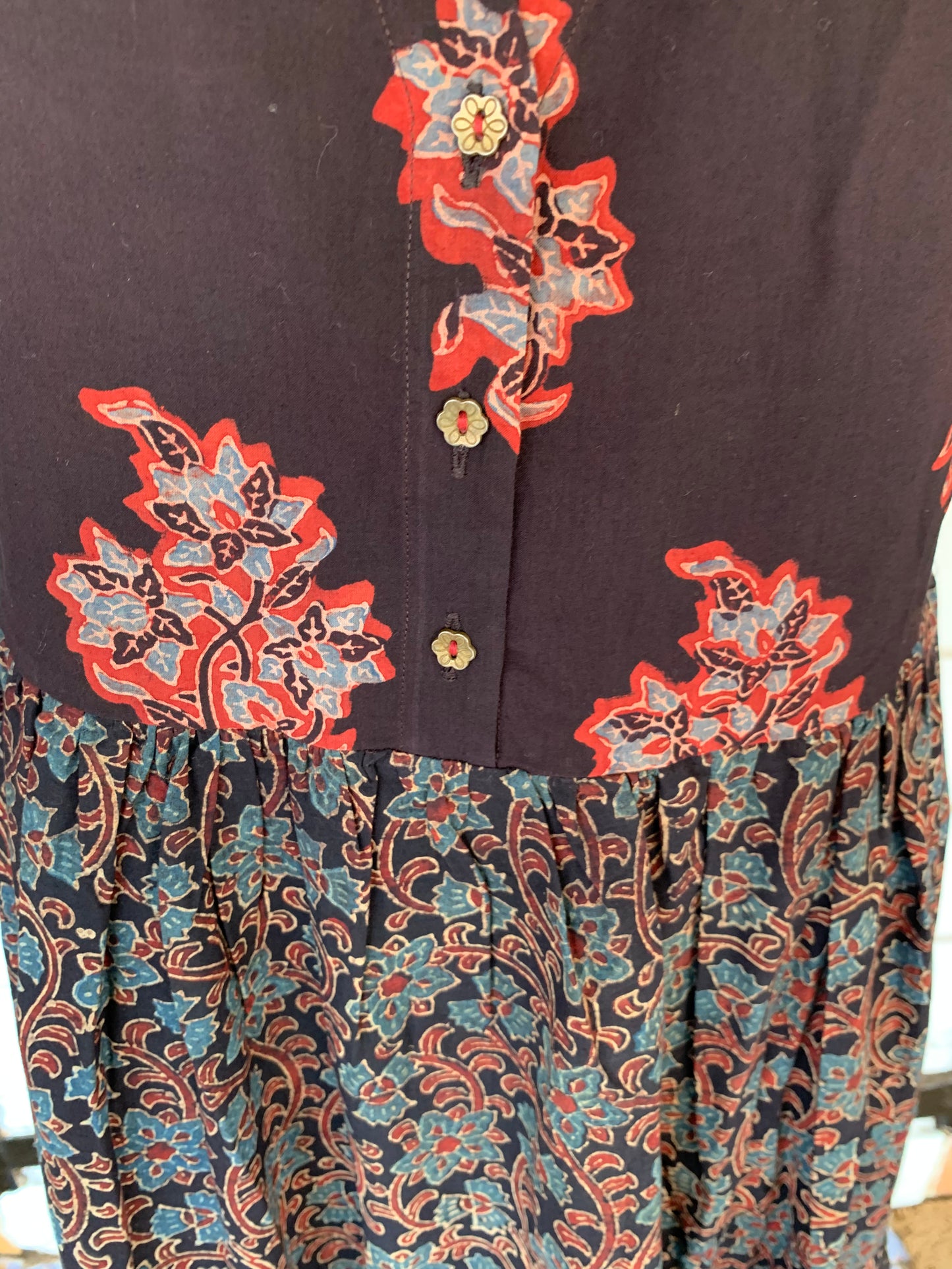 Black Hand Block Print Donna Dress with Patterns Design