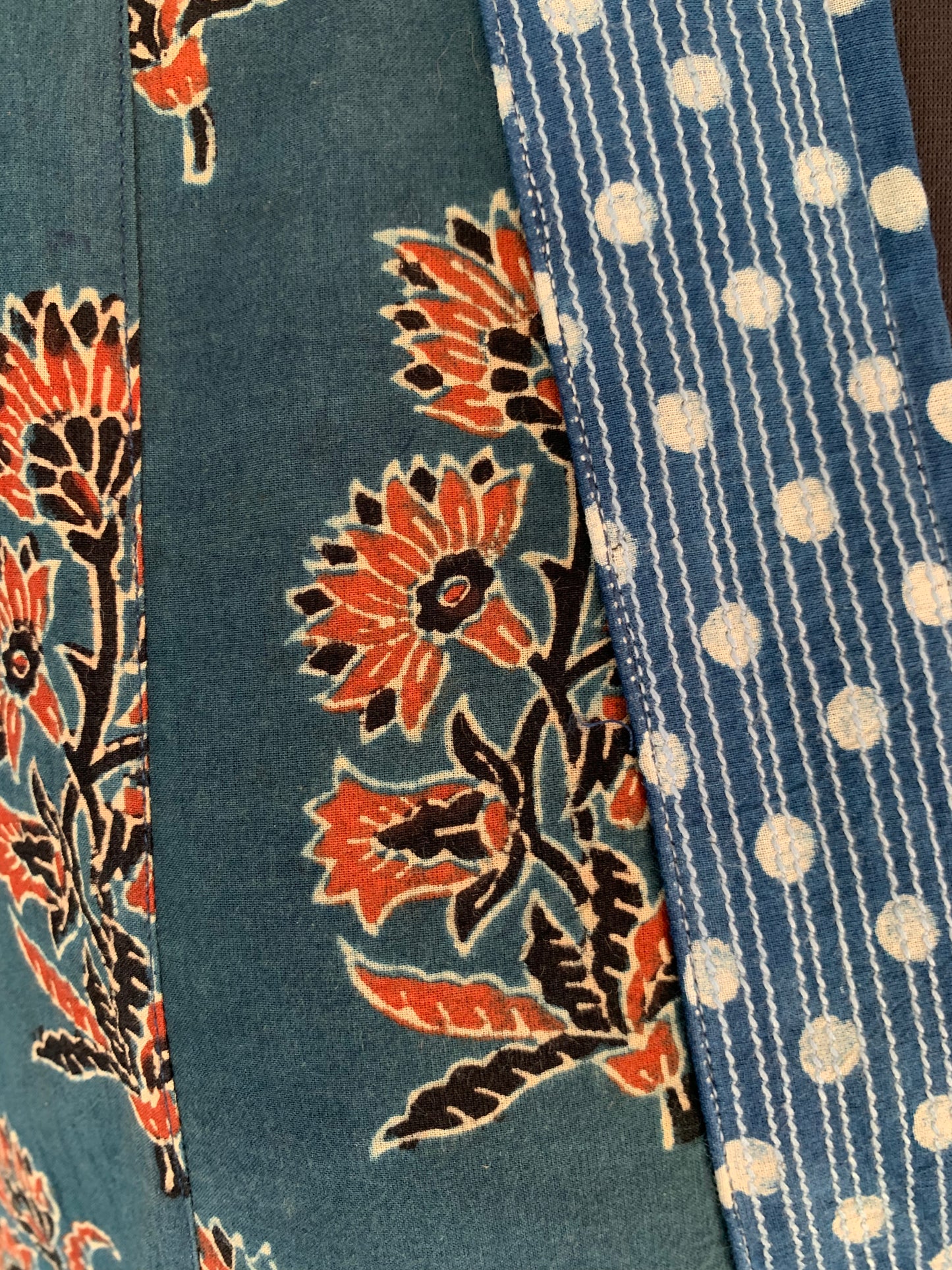 Orange Flowers Print Farzana Dress with Polka Dots Sleeves