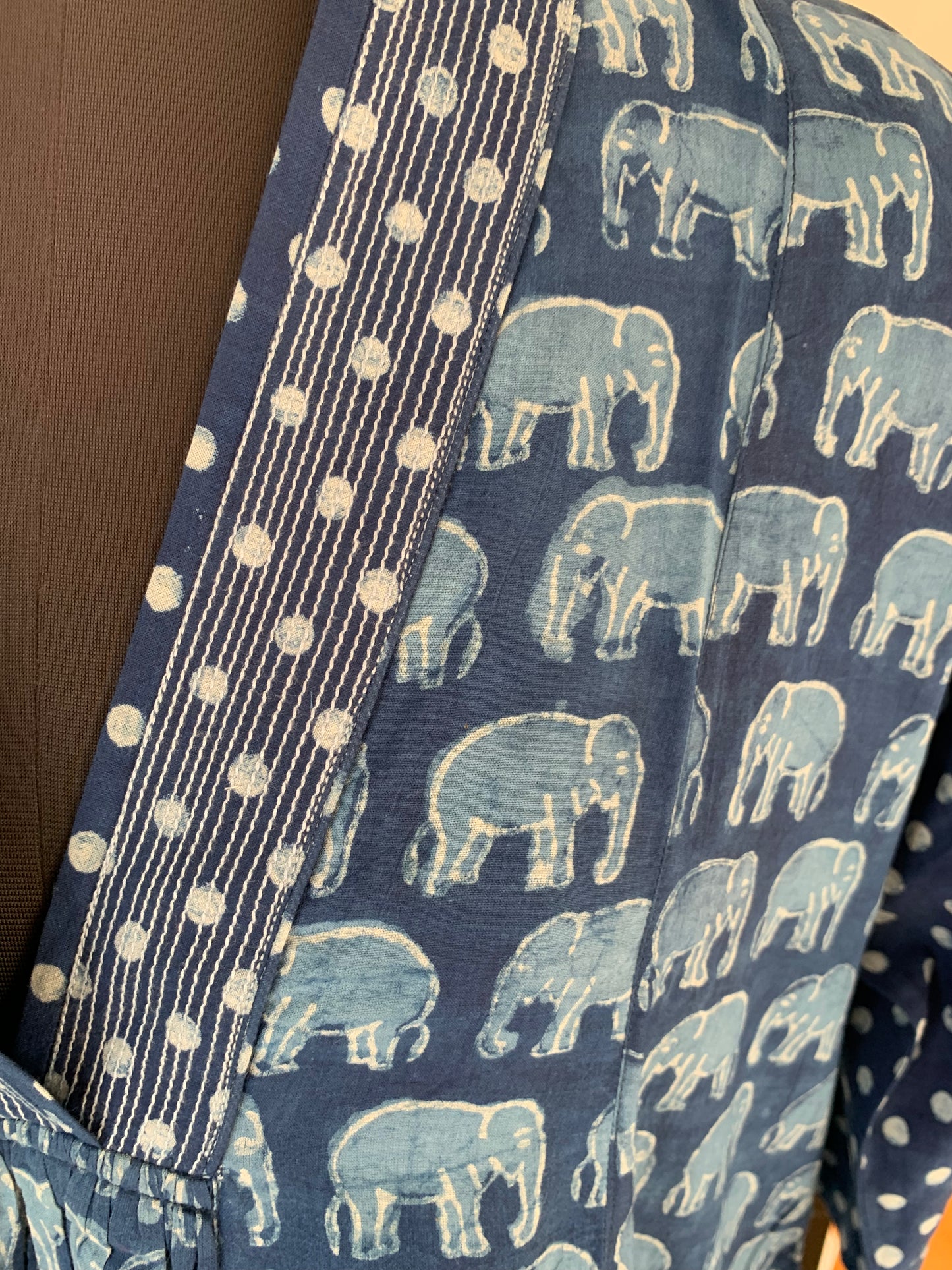 Blue Farzana Dress with Polka Dots Sleeves