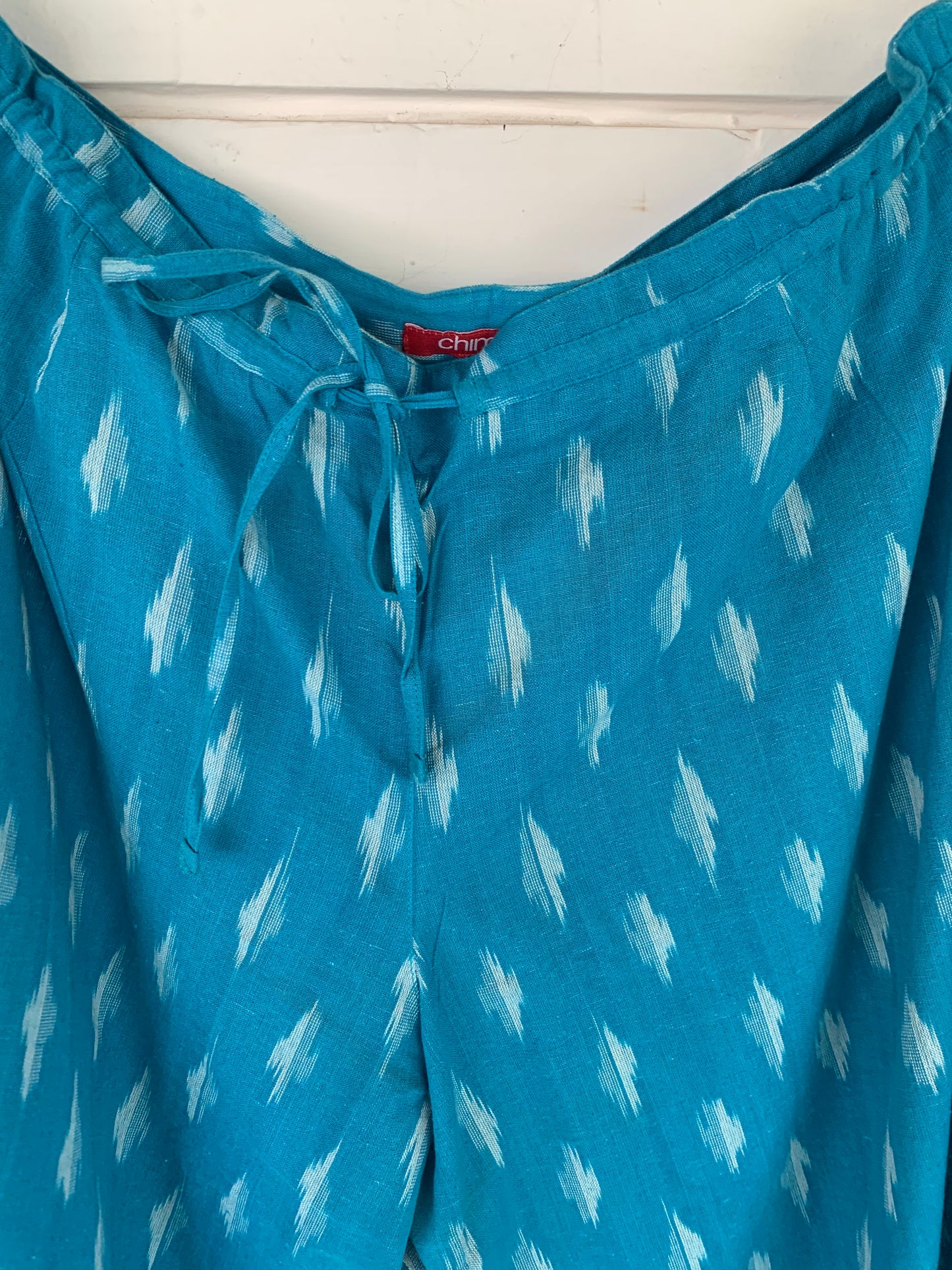 Blue Patterns Ikat Capri Pants 1101