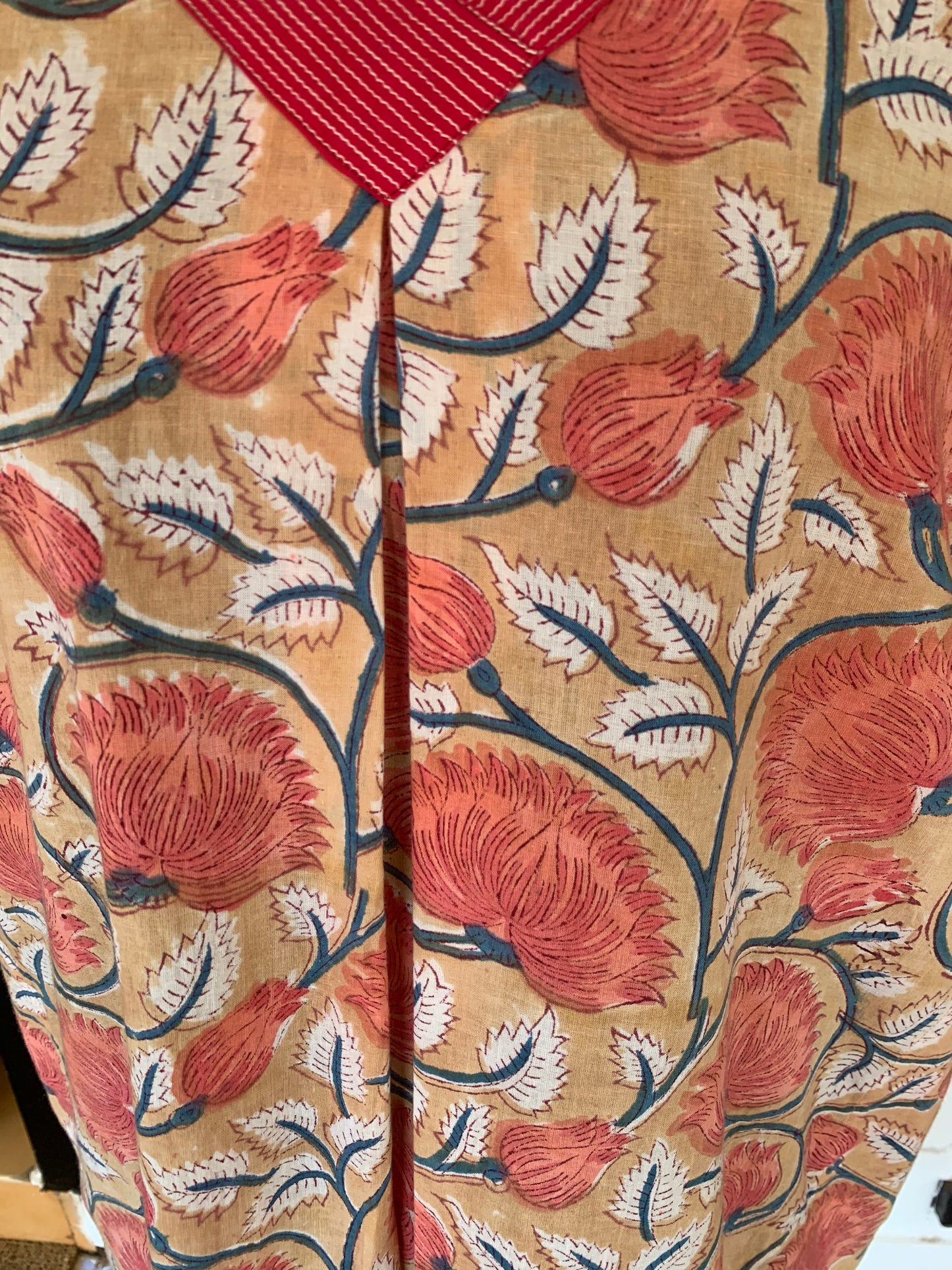 Orange Floral Hand Block Print Jaya Kaftan 1600
