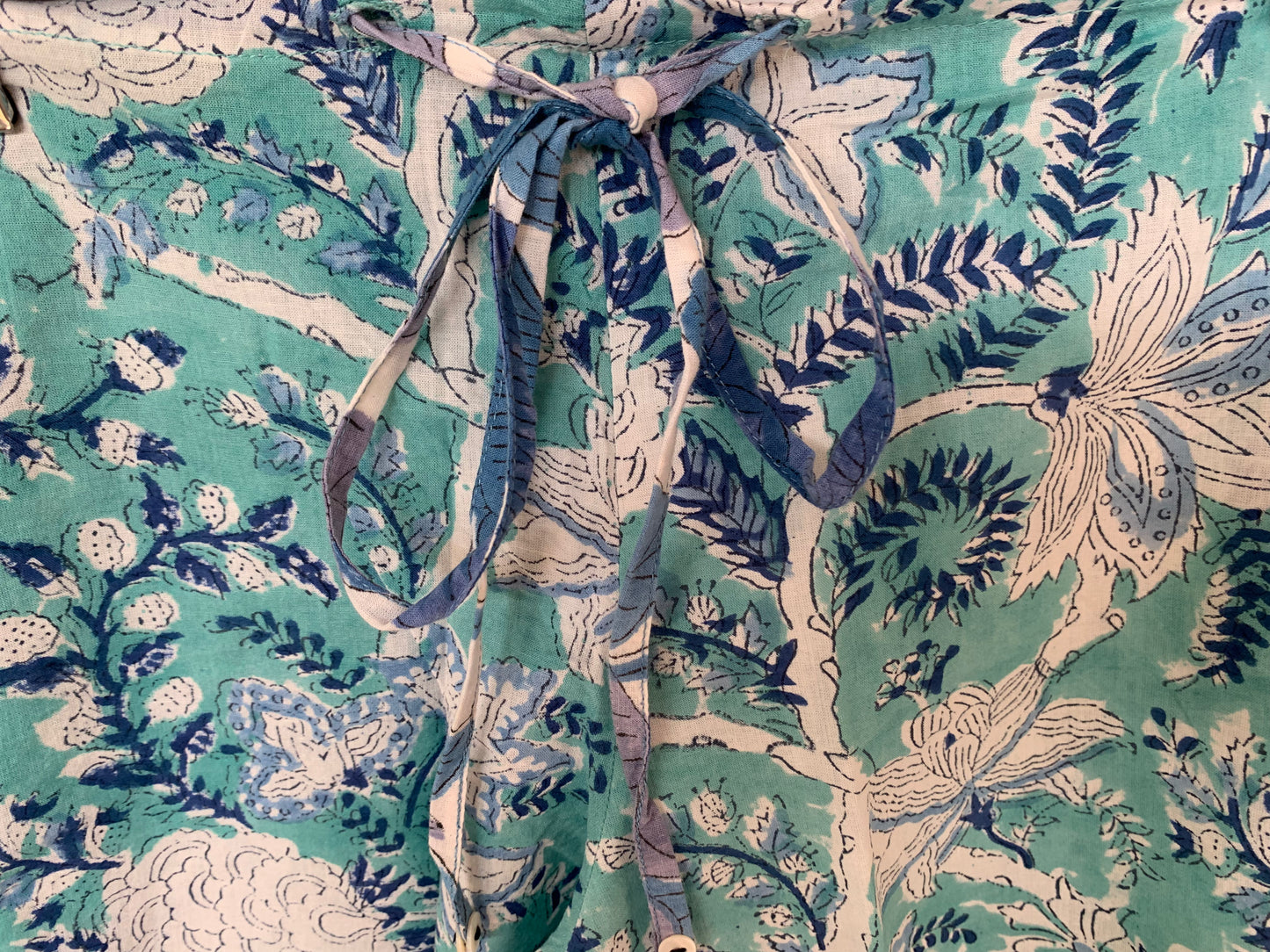 Blue and White Hand Block Print Kochi Shorts