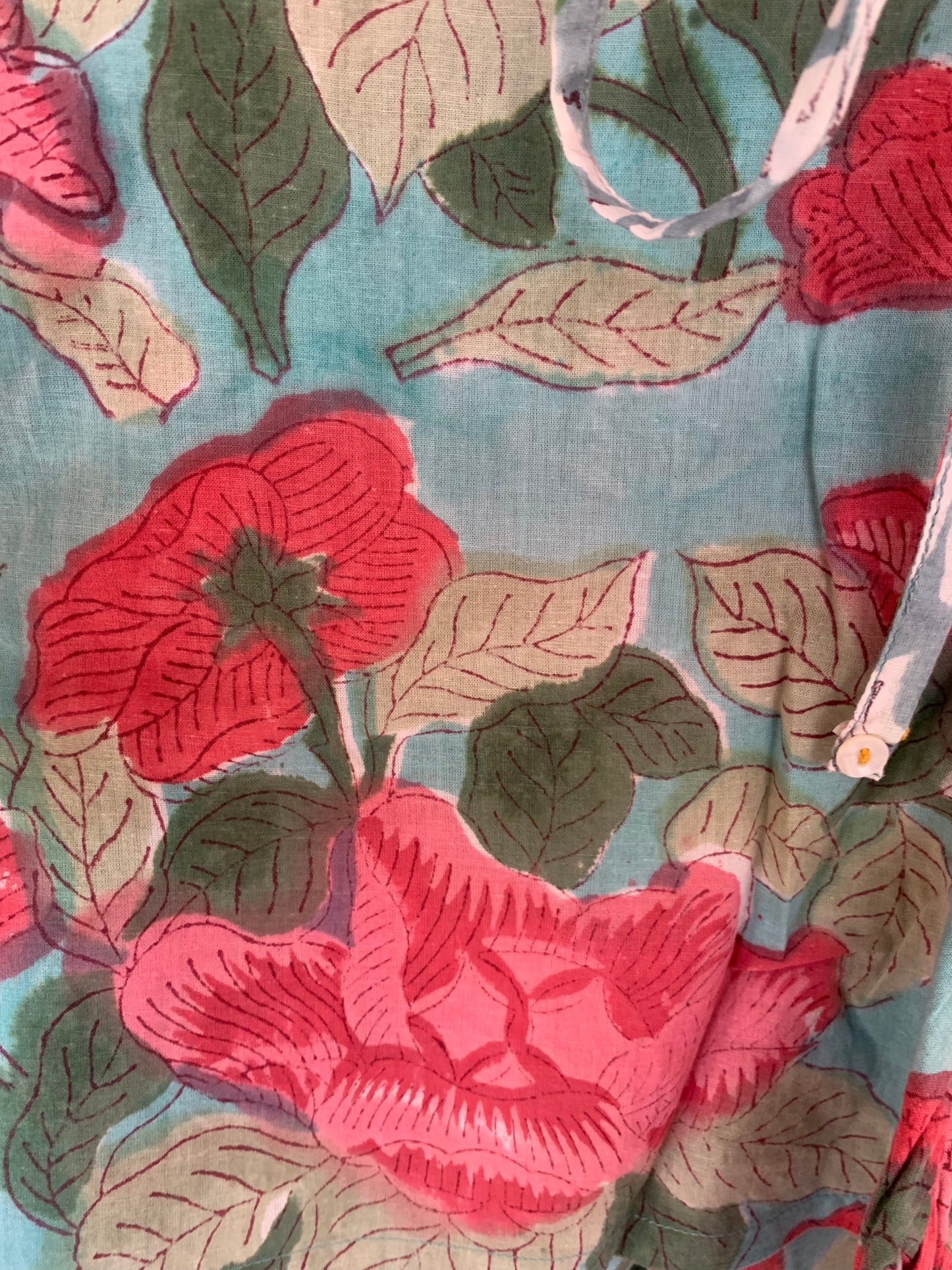 Red & Green Floral Hand Block Print Kochi Shorts