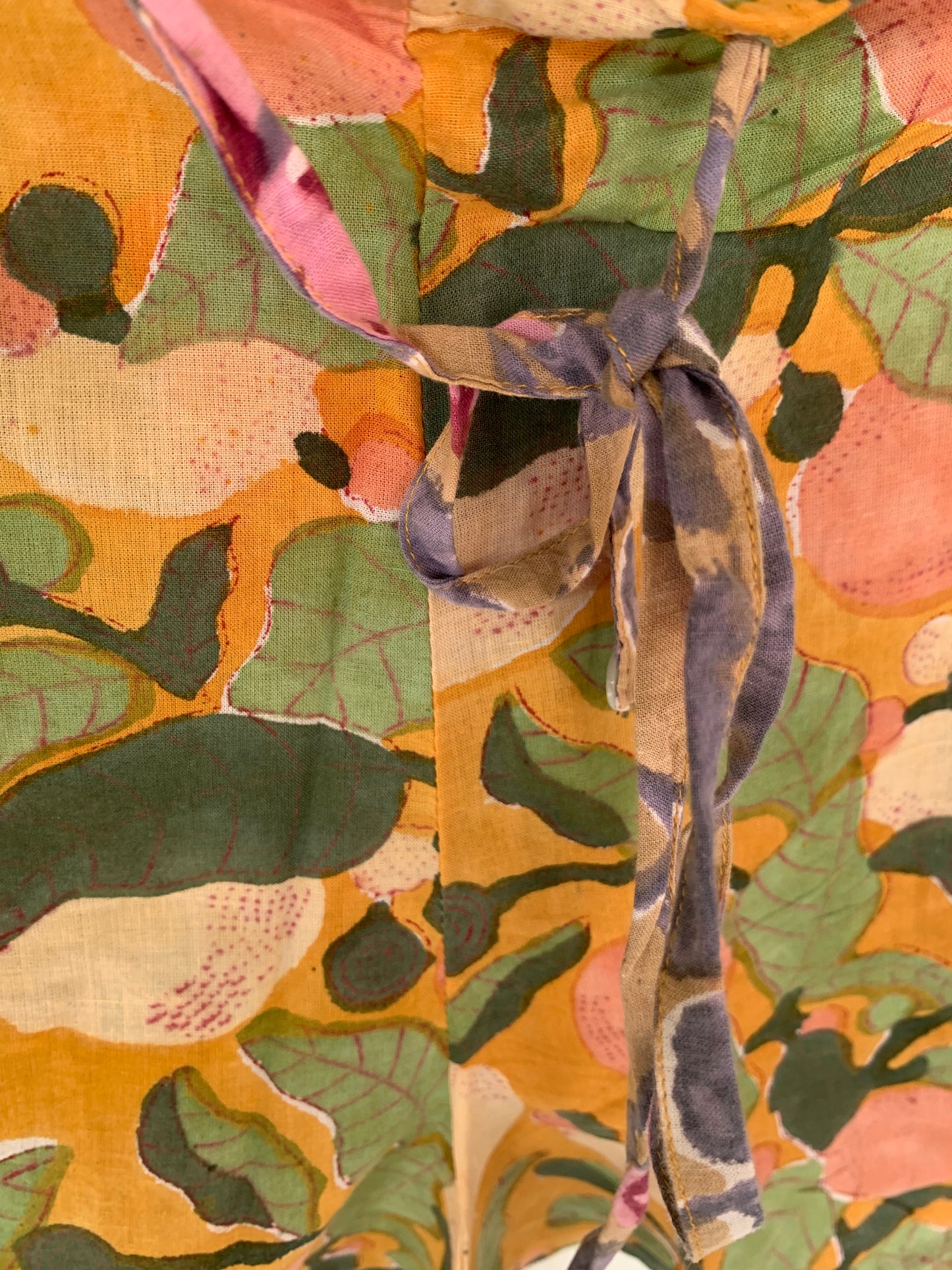 Yellow Floral Hand Block Print Kochi Shorts