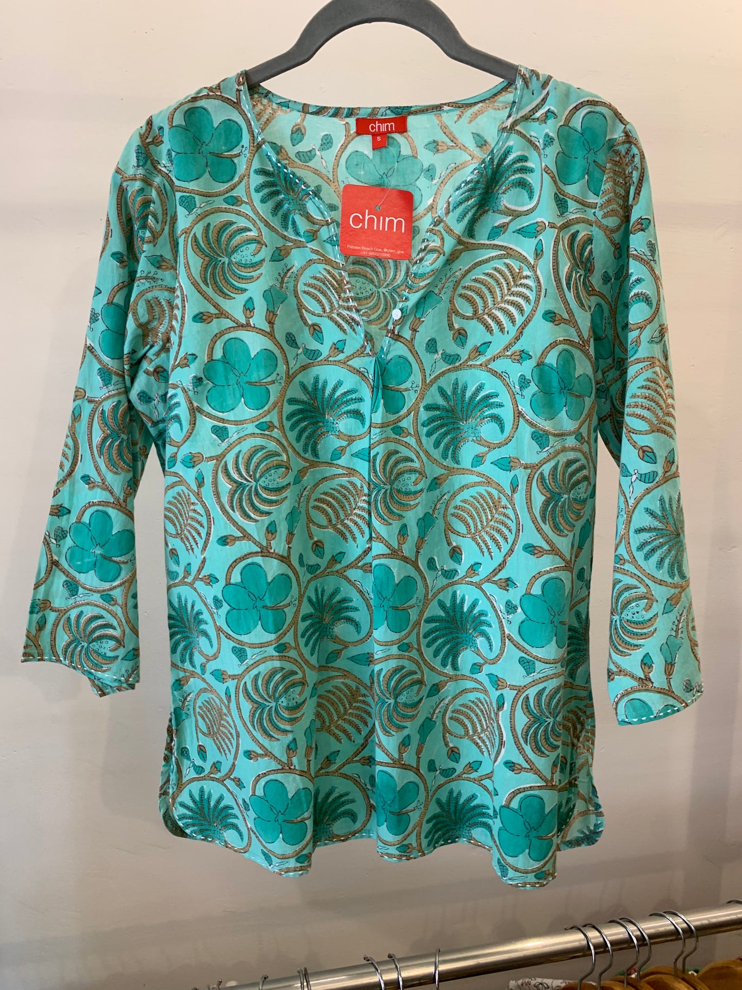 Green Hand Block Print Kurti Top