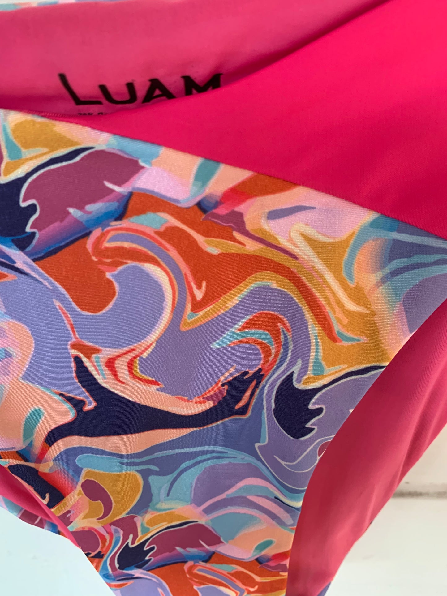 Pink Floral Print Marble Bikini