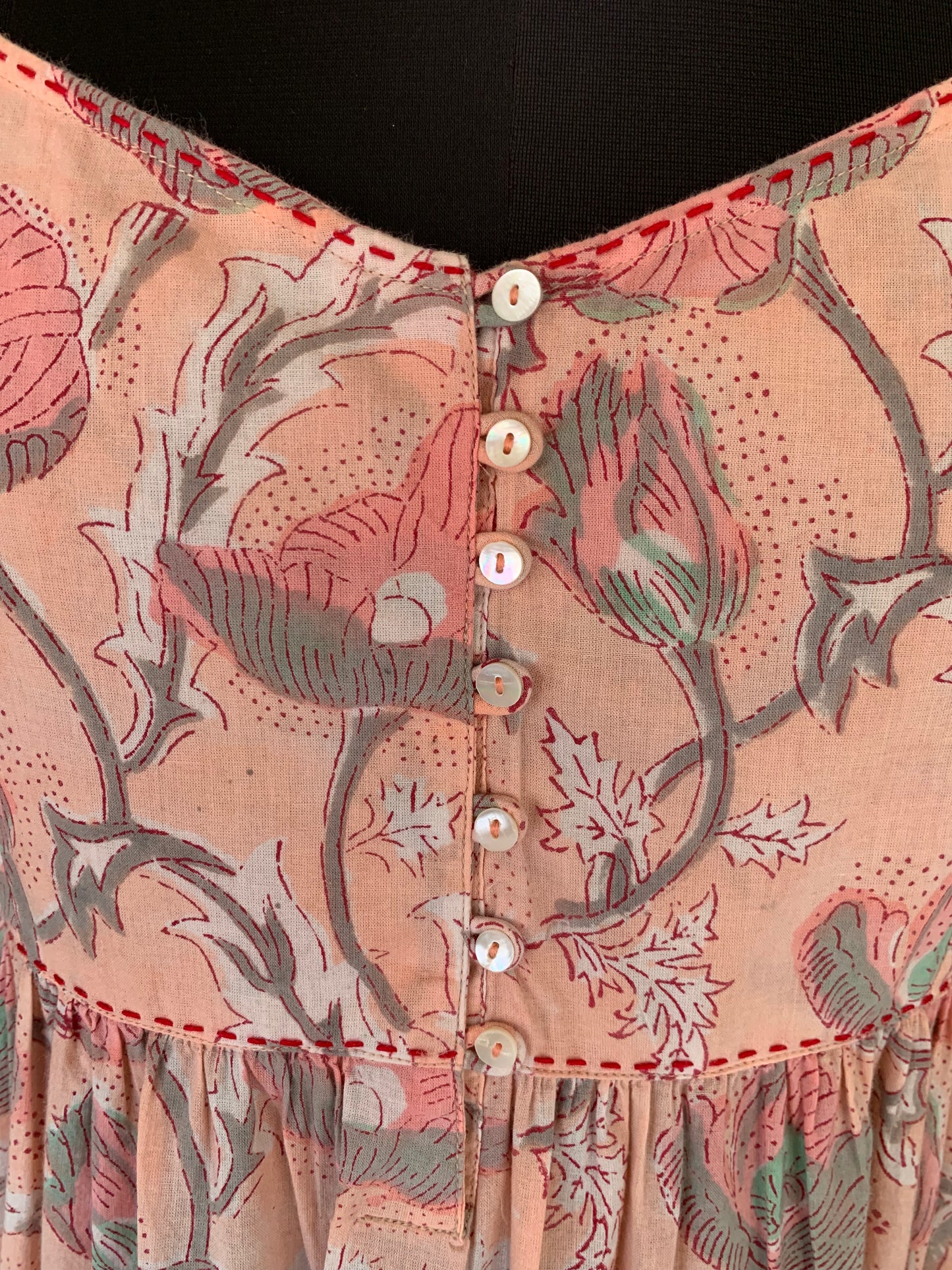 Pink & Grey Floral Block Print Mirza Dress 1345
