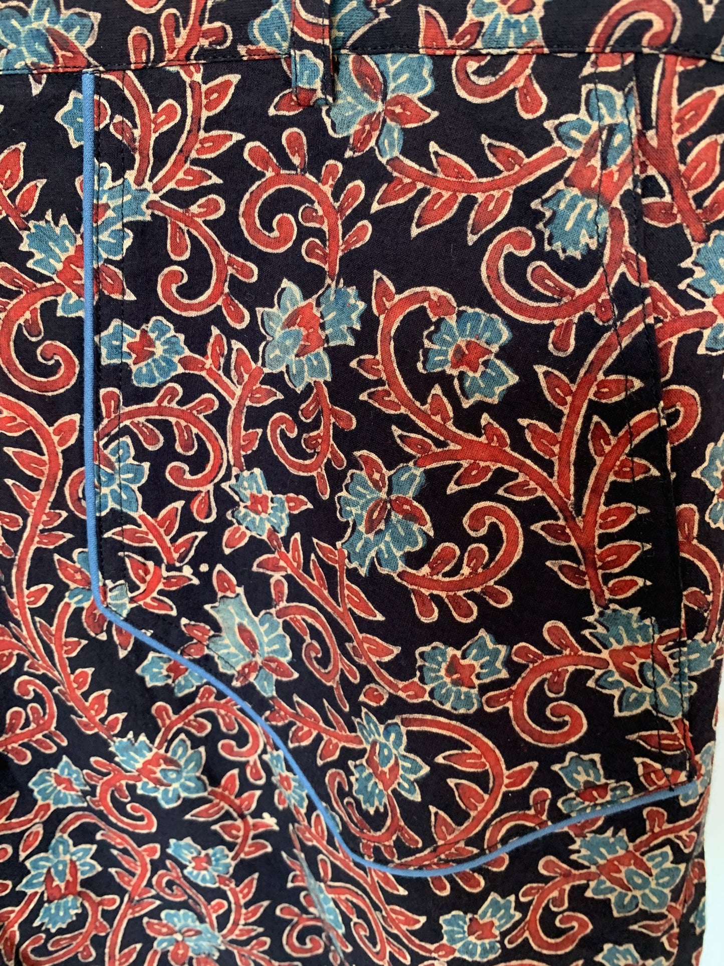 Black & Red Floral Hand Block Print Palolem Shorts