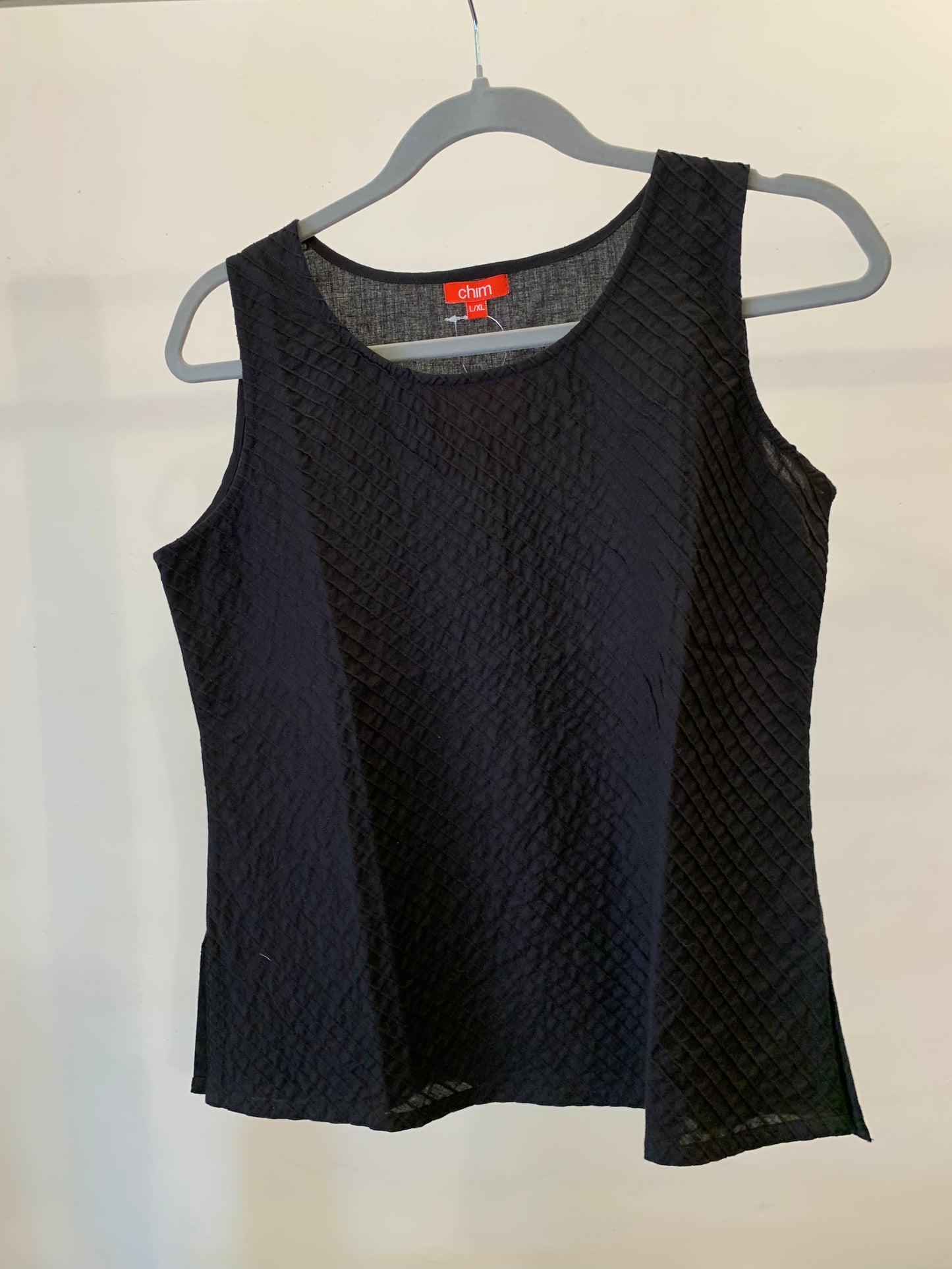 Black Sleeveless Pintuck Top