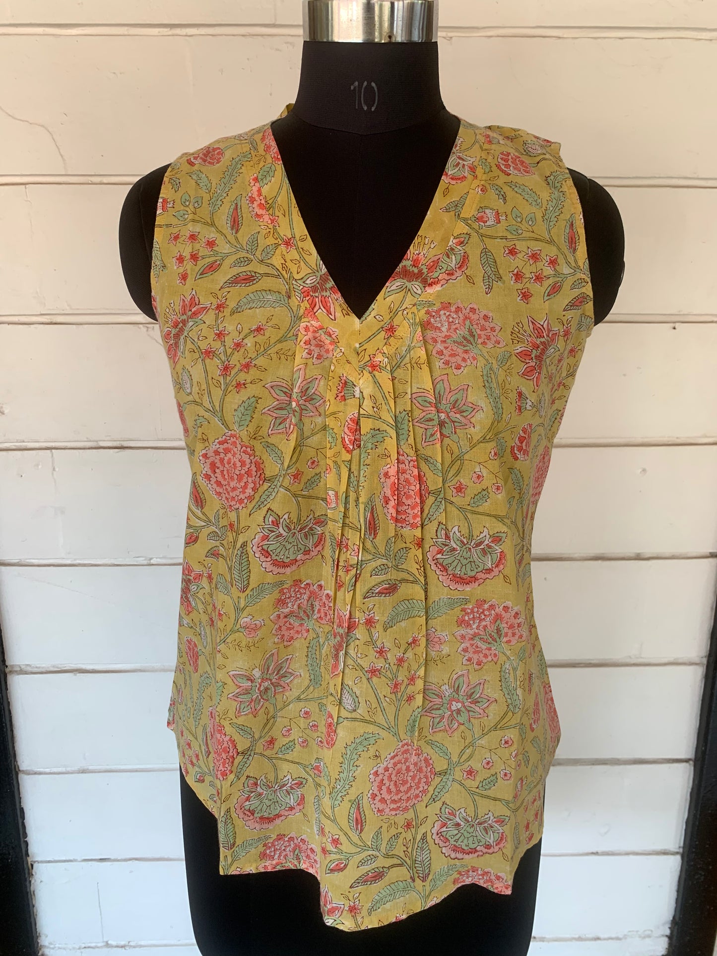 Yellow Floral Sleeveless Soni Top