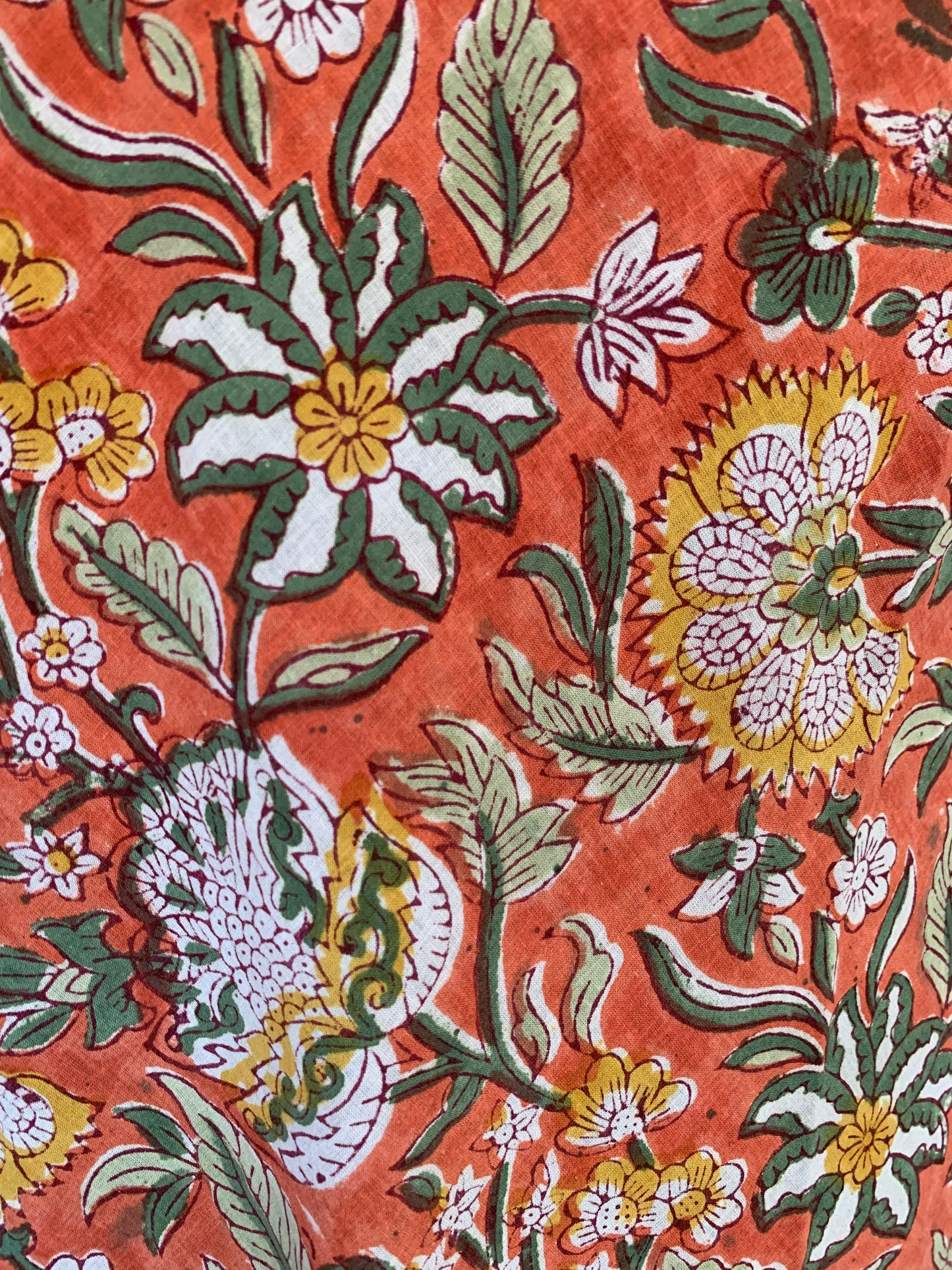 Orange Floral Hand Block Print Uma Dress