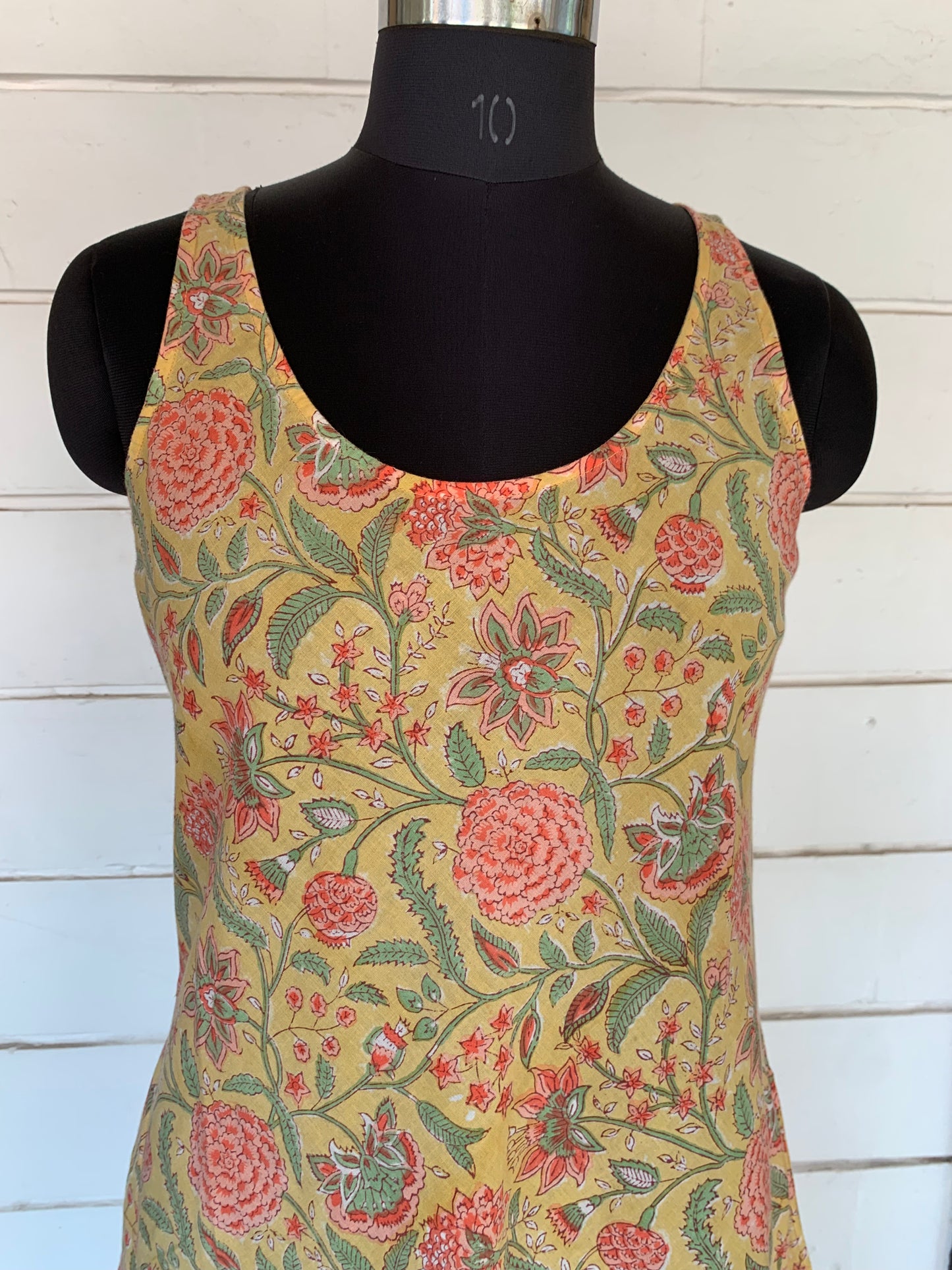 Yellow Floral Hand Block Print Uma Dress