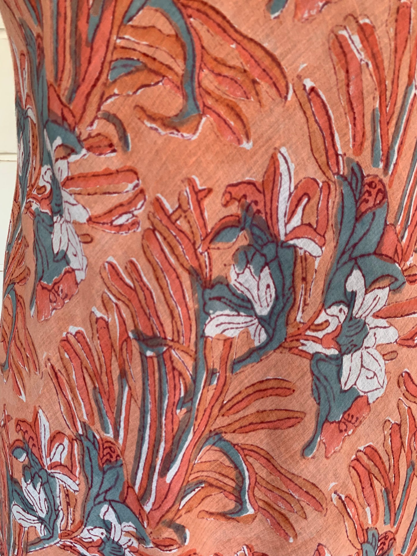 Coral Floral Hand Block Print Uma Uma Dress