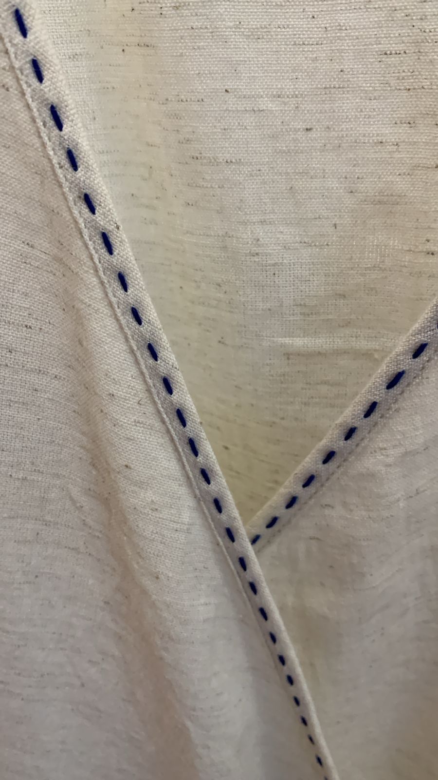 Off White Kantha Wrap Dress with Purple Stiches 1378