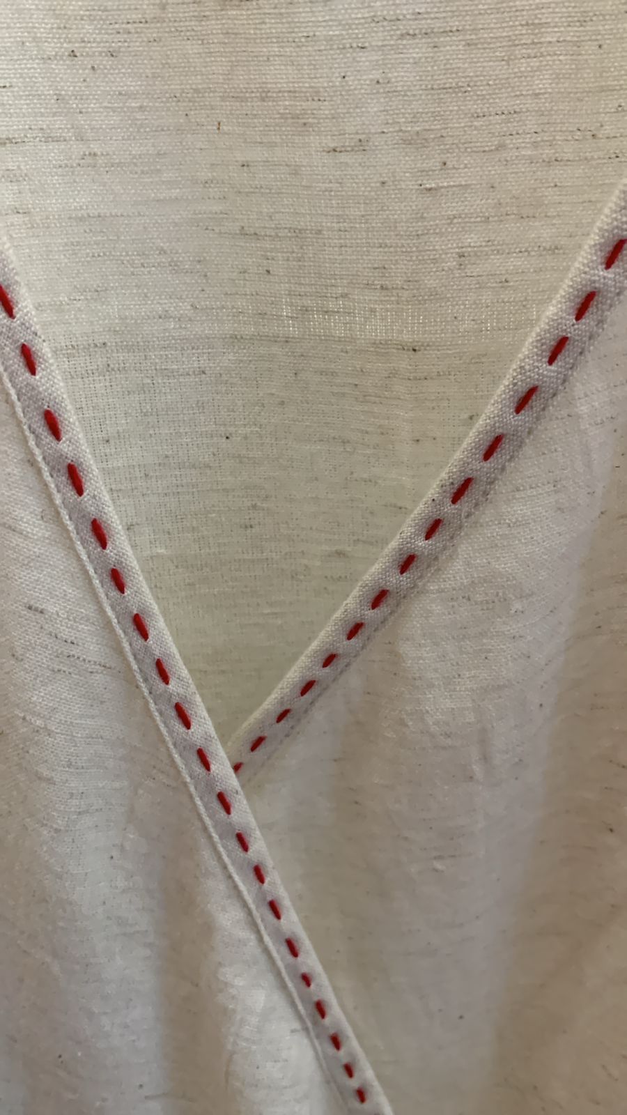 Off White Kantha Wrap Dress with Red Stiches 1379