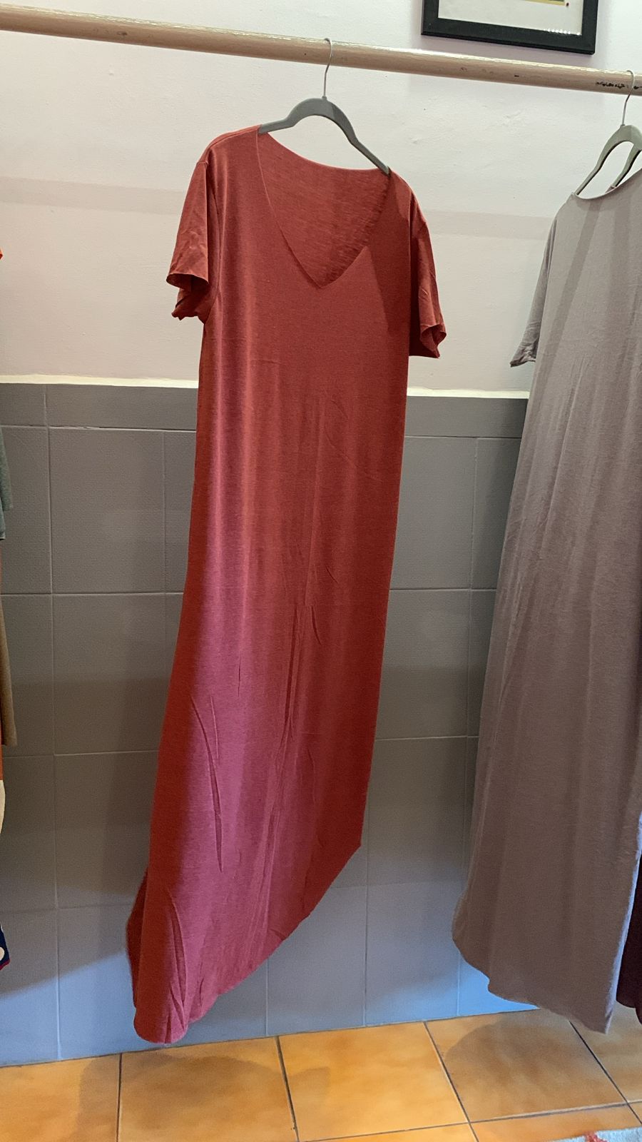 Grey Red Maxi Dress 1390
