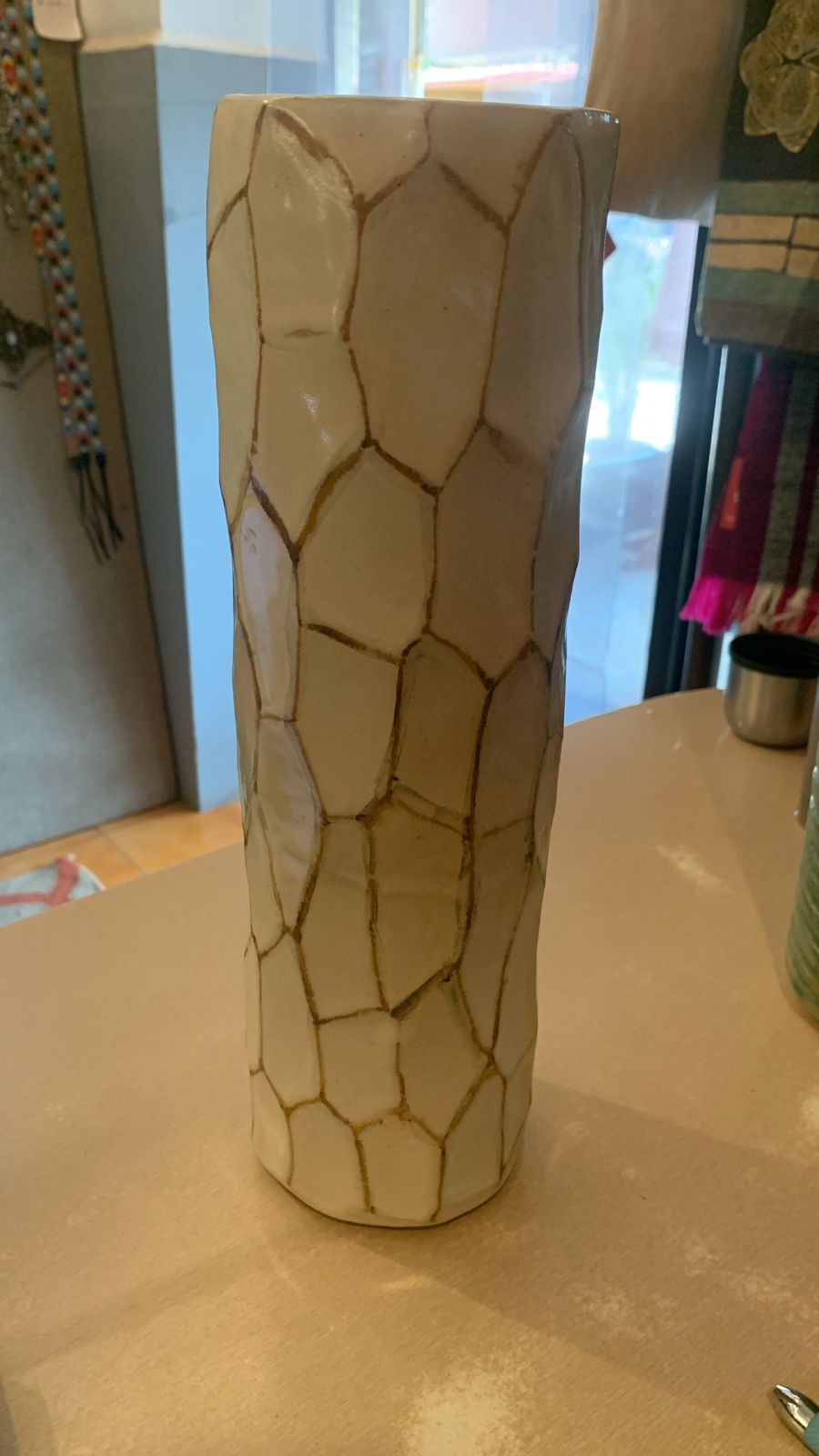 White Faceted Vase 4502