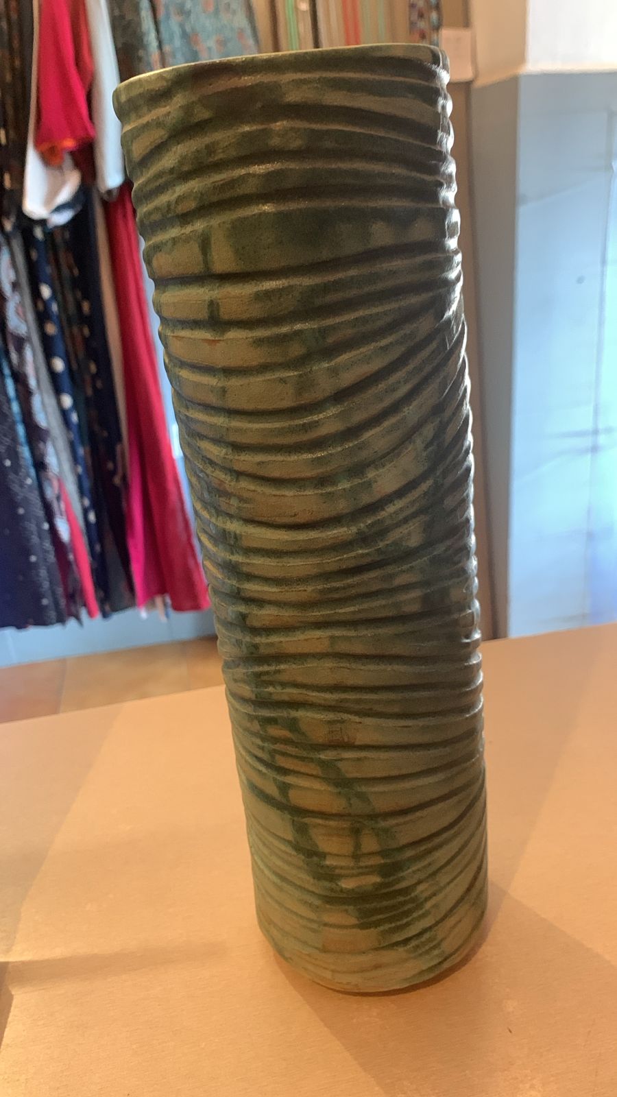 Green Ridged Vase 4504