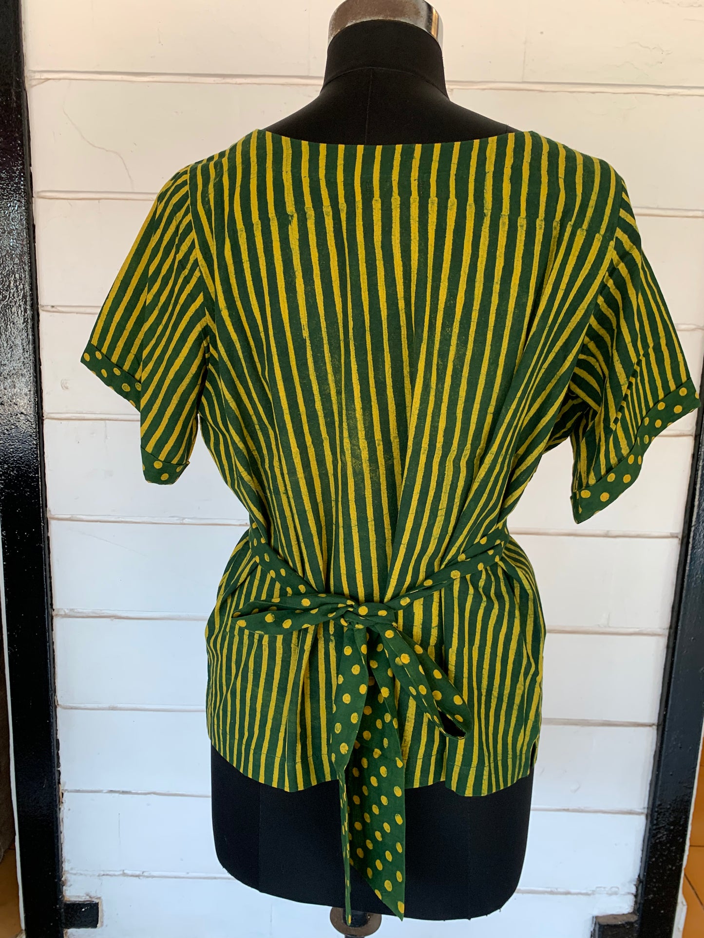 Green & Yellow Striped Bella Boxy Top