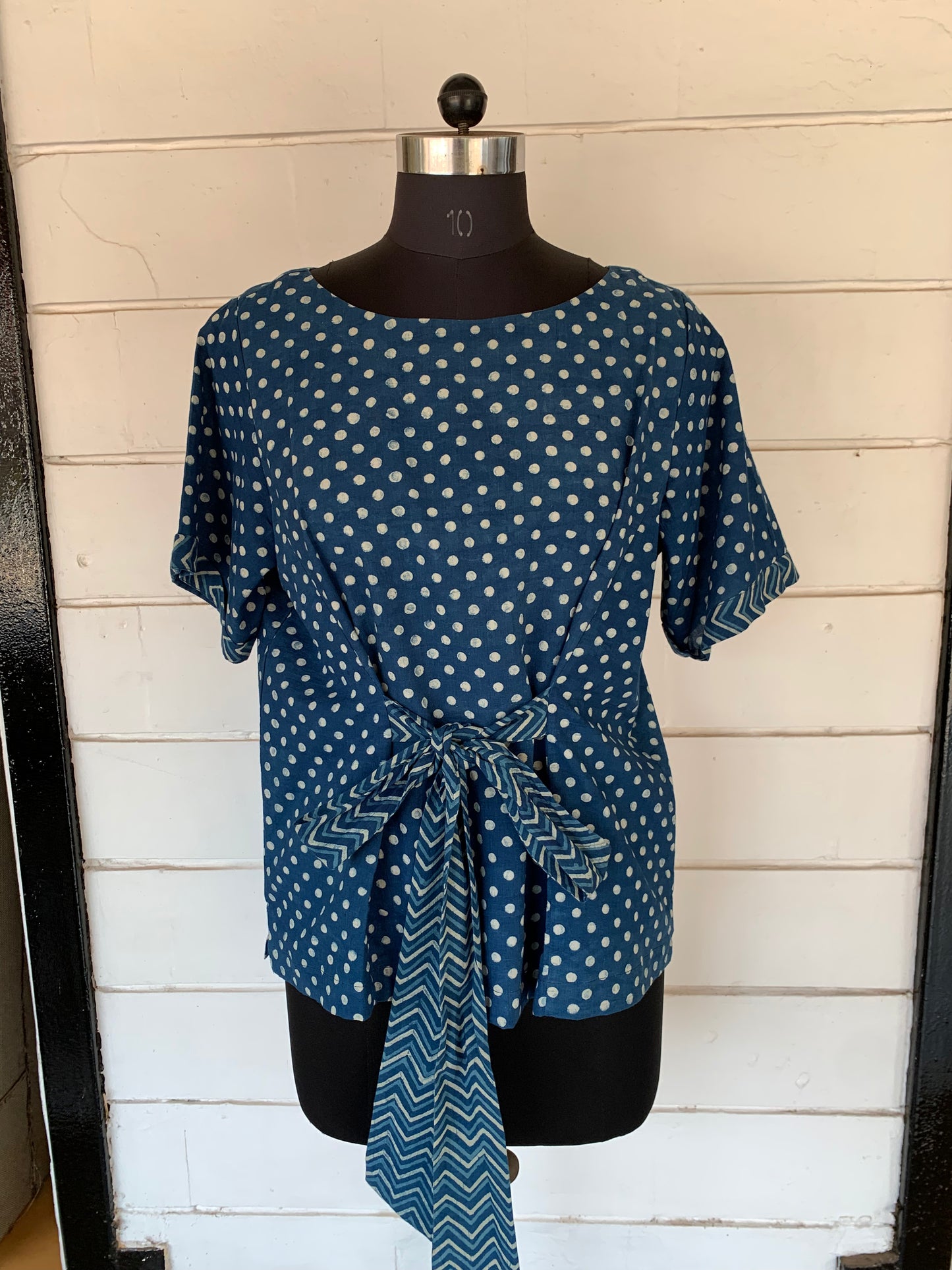 Indigo Polka Dot Bella Boxy Top