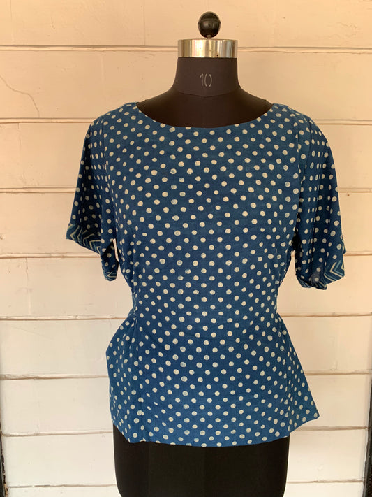 Indigo Polka Dot Bella Boxy Top