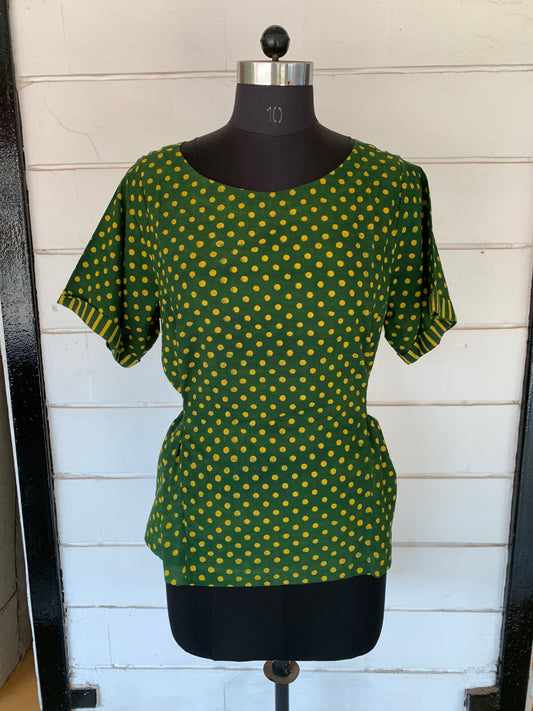 Green Polka Dot Bella Boxy Top