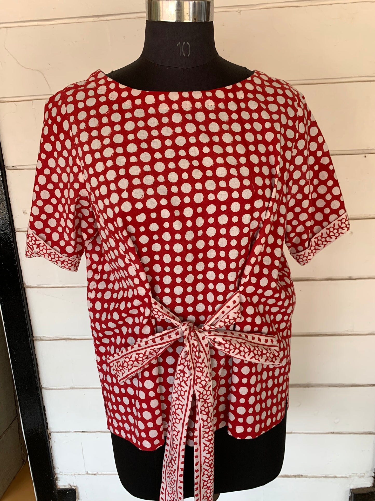 Red & White Polka Dot Bella Boxy Top