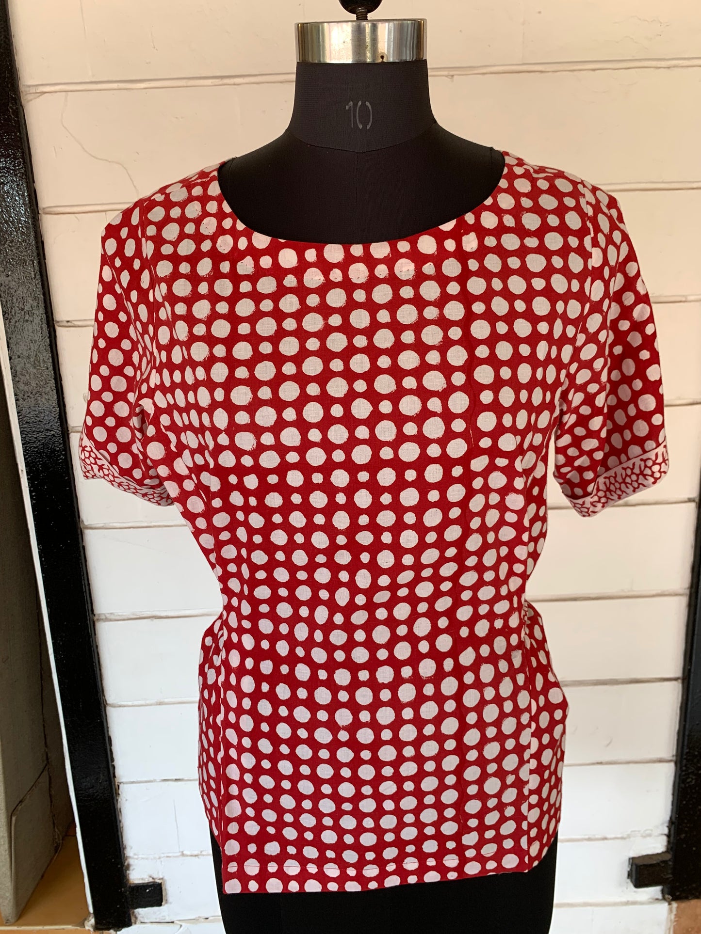 Red & White Polka Dot Bella Boxy Top
