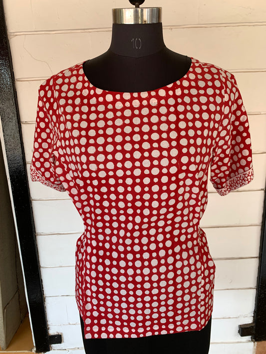 Red & White Polka Dot Bella Boxy Top
