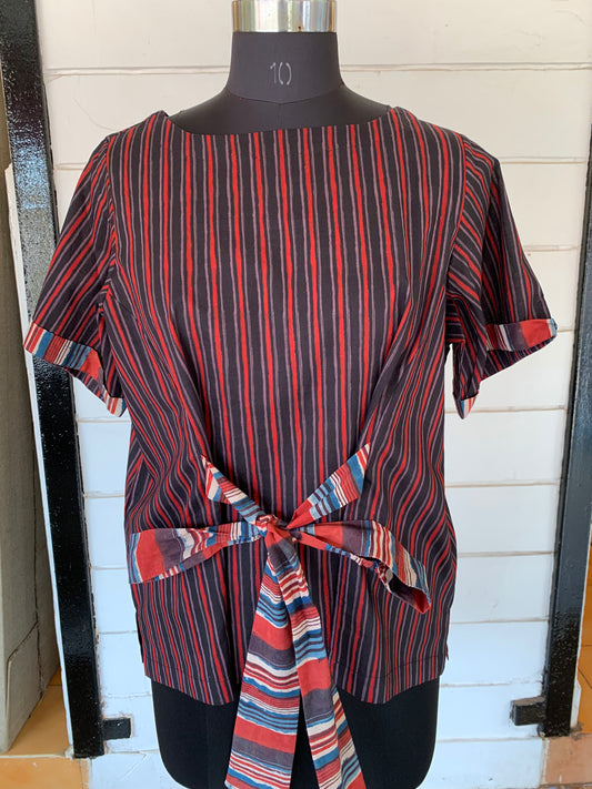 Tie-Front Striped Bella Boxy Top