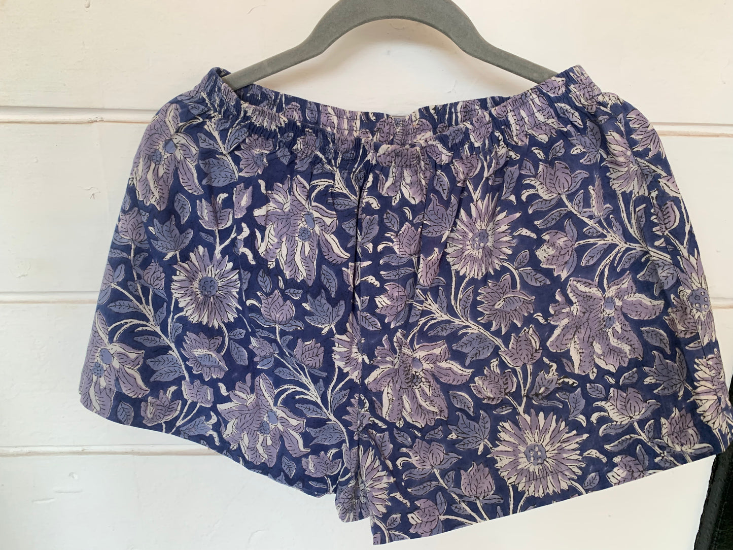 Blue Floral Hand Block Print Boxer Shorts