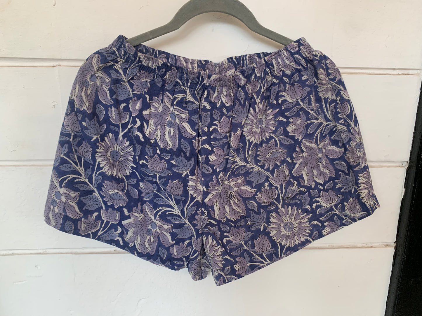 Blue Floral Hand Block Print Boxer Shorts