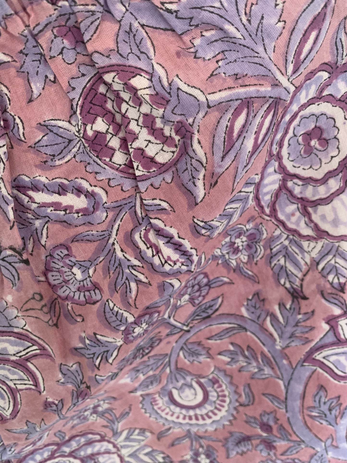 Purple Floral Hand Block Print Boxer Shorts