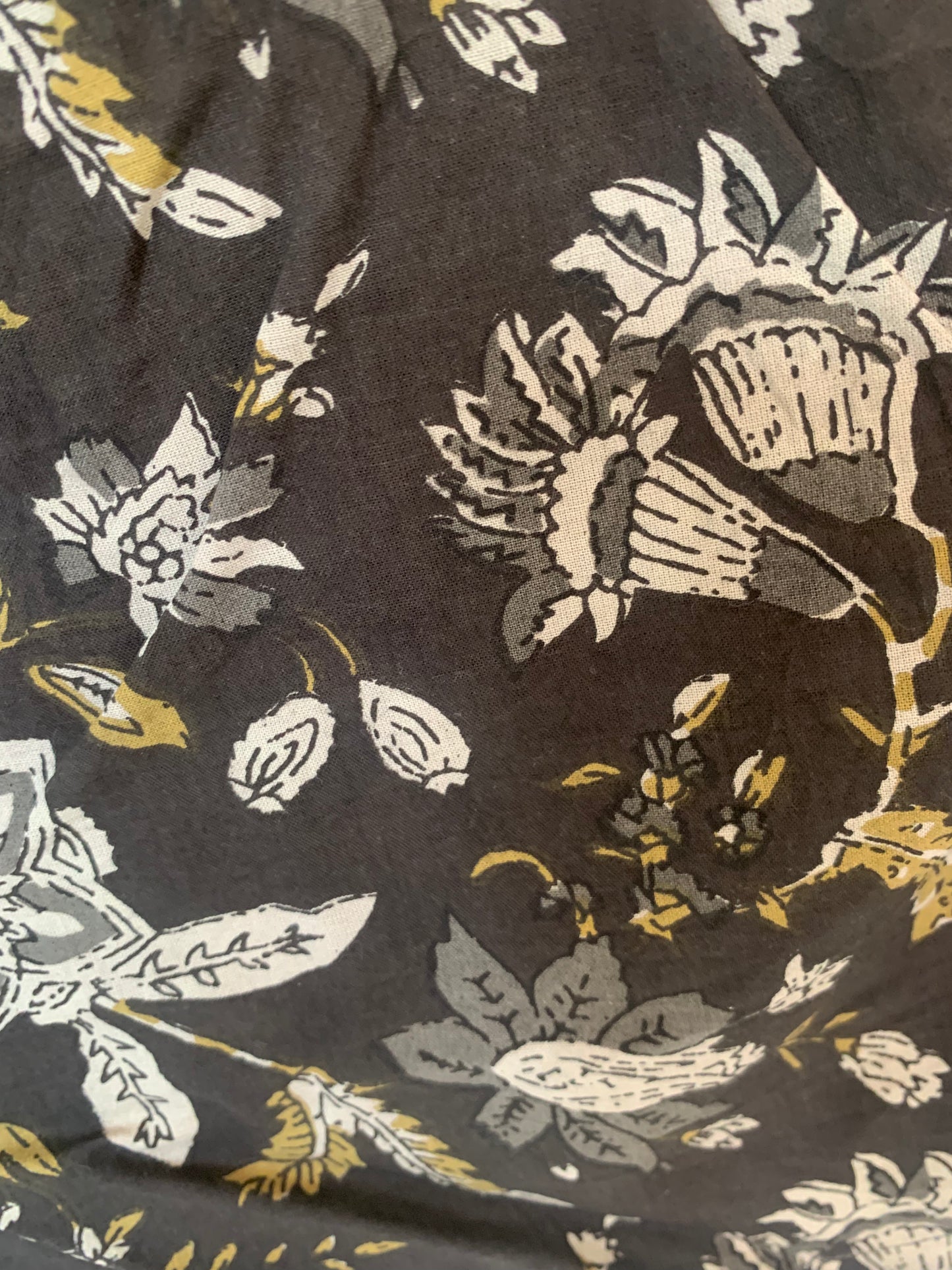 Black Floral Hand Block Print Boxer Shorts