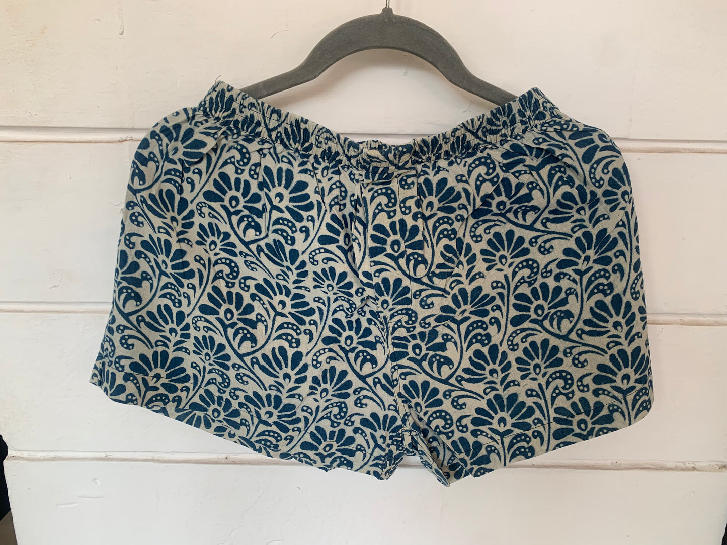 Blue & White Floral Hand Block Print Boxer Shorts