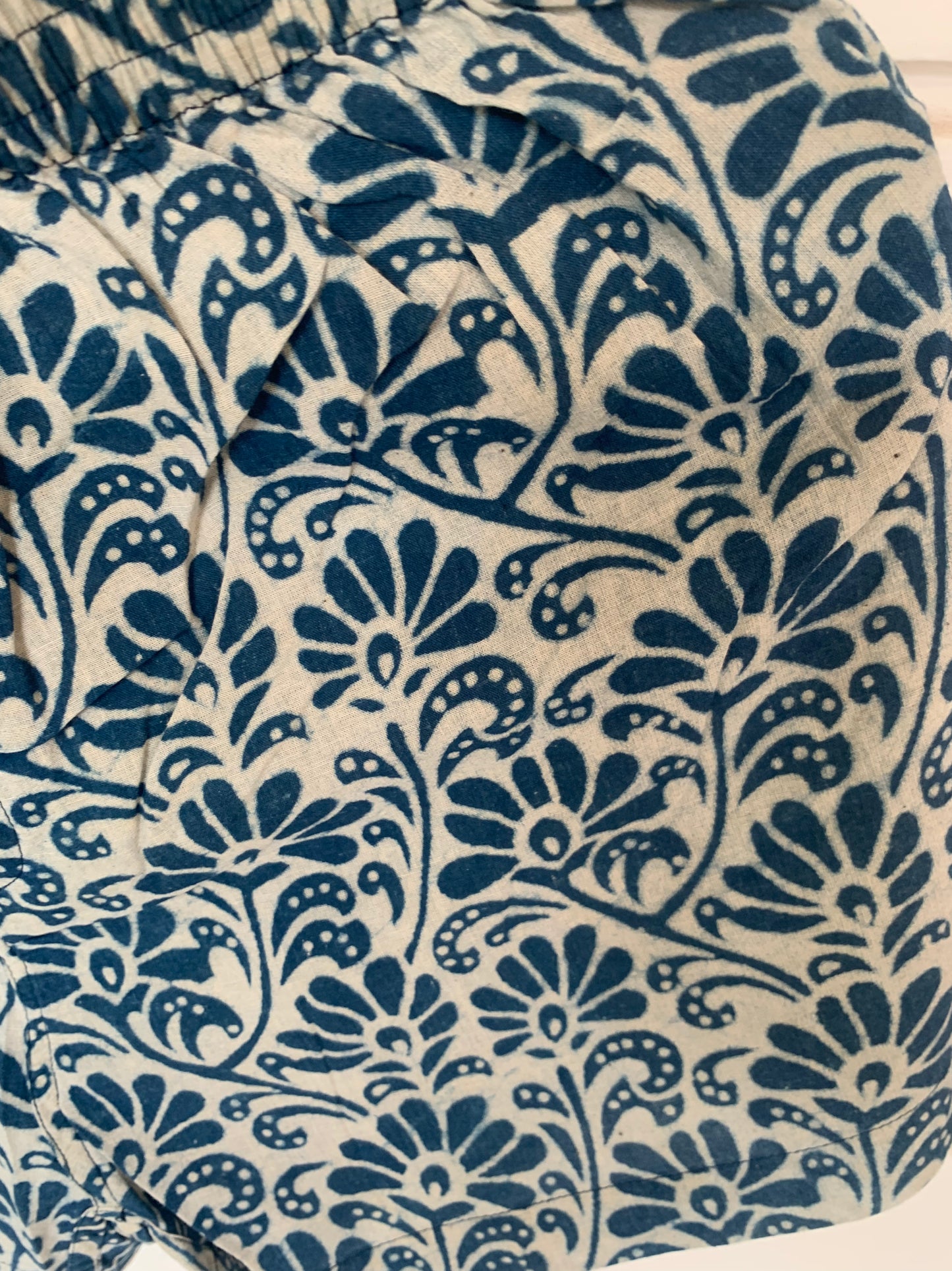 Blue & White Floral Hand Block Print Boxer Shorts