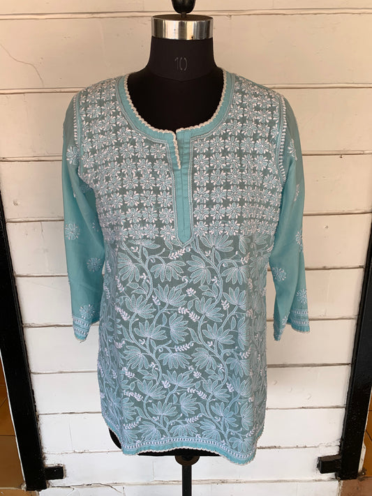 Mint Blue Chicken Jaal Top