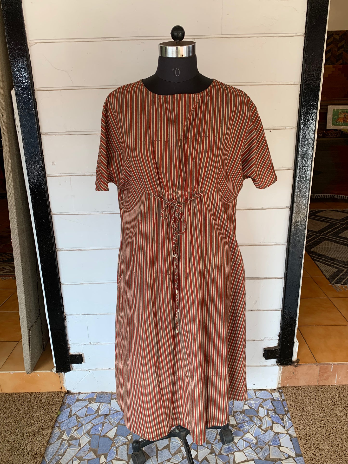 Red & Brown Vertical Stripes Diva Dress