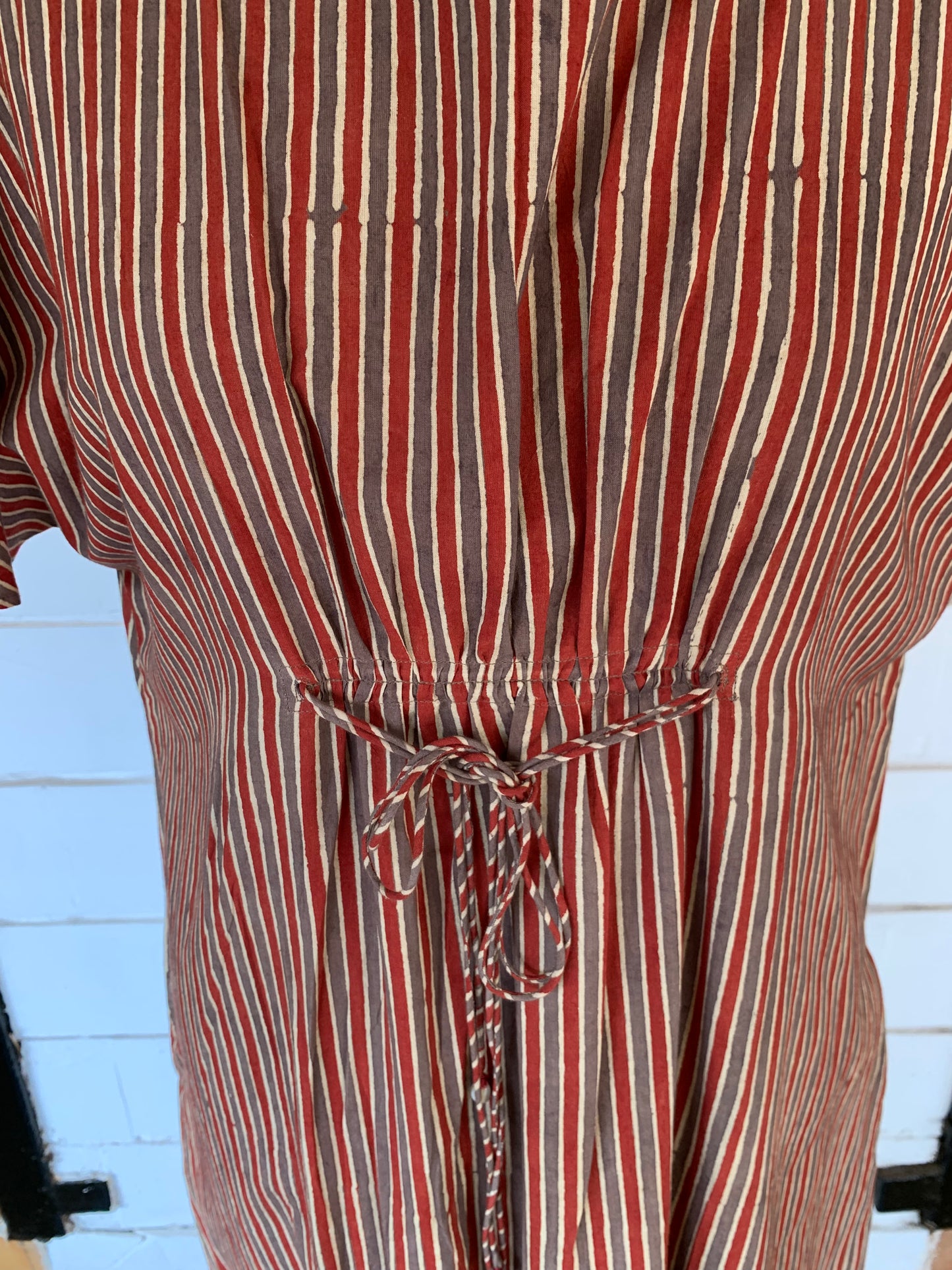 Red & Brown Vertical Stripes Diva Dress