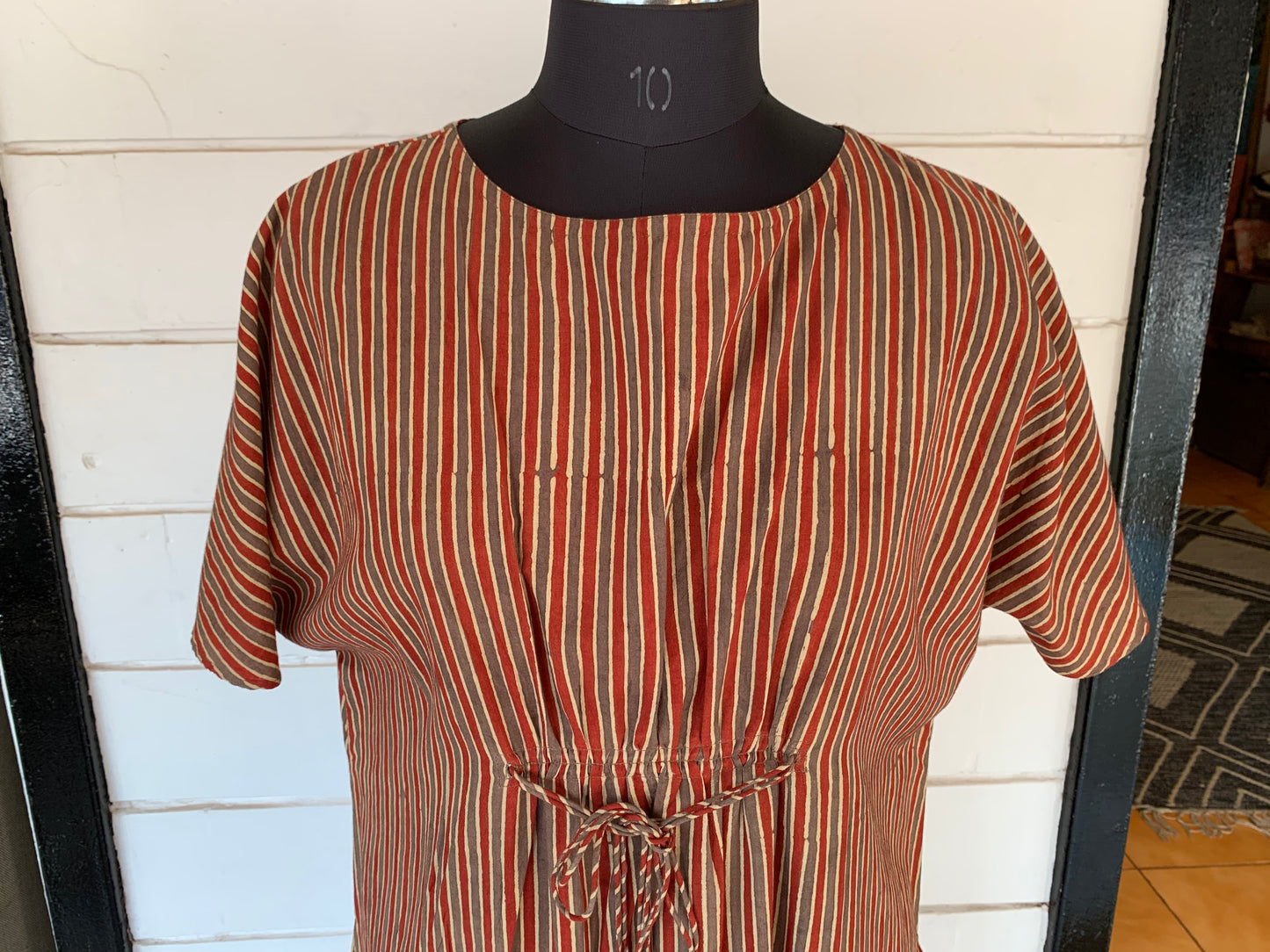 Red & Brown Vertical Stripes Diva Dress