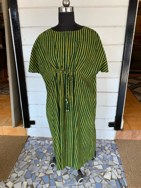 Green & Yellow Vertical Stripes Diva Dress