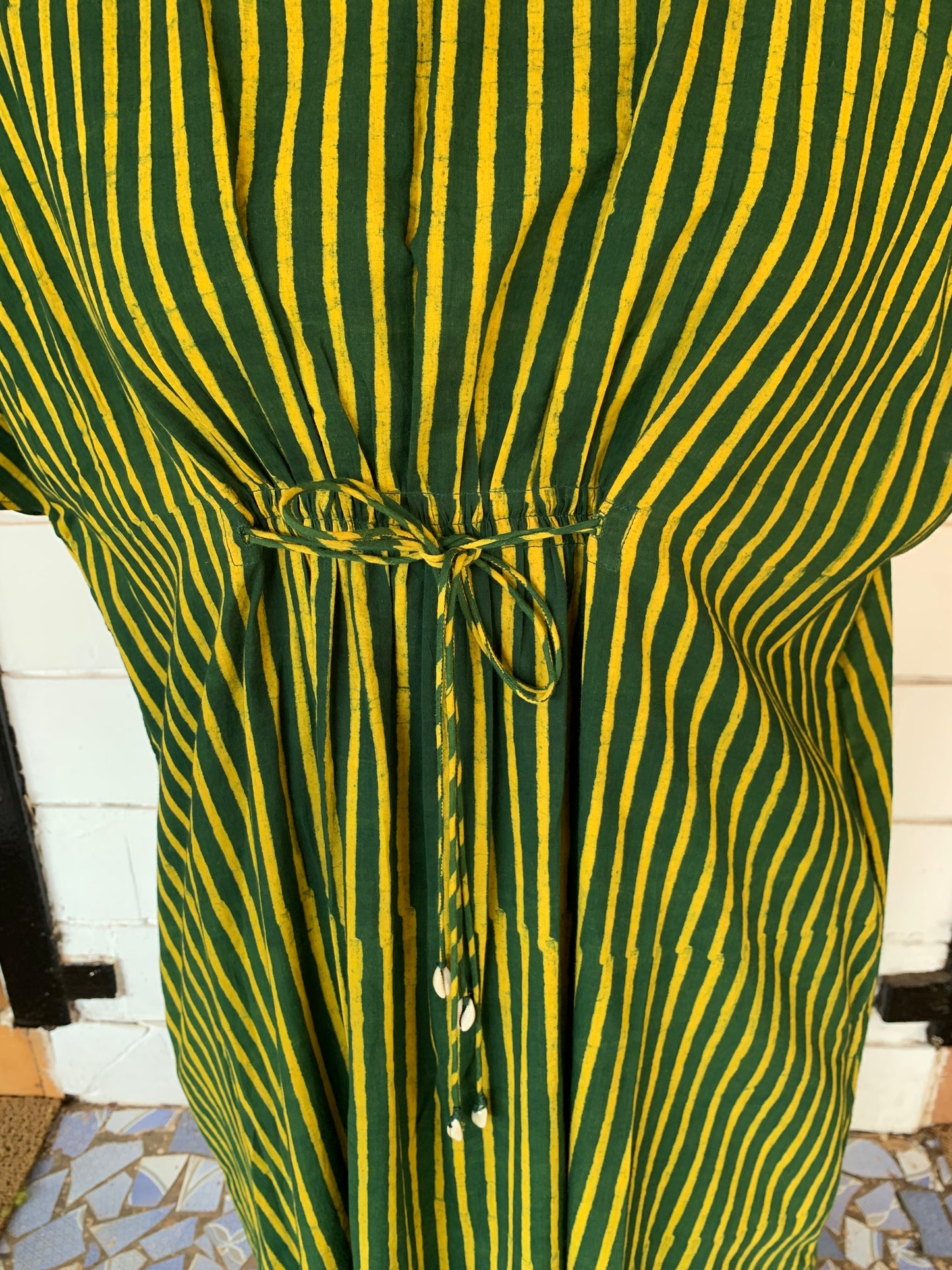 Green & Yellow Vertical Stripes Diva Dress