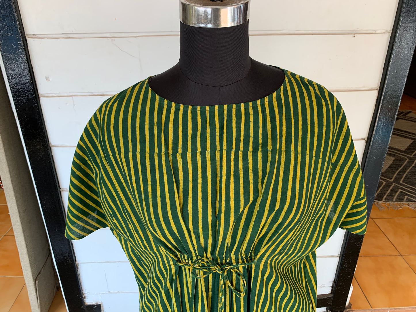 Green & Yellow Vertical Stripes Diva Dress