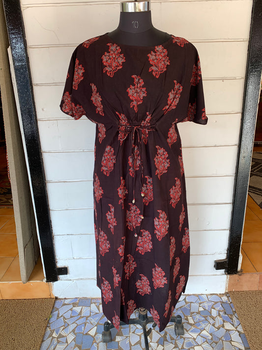 Black Diva Dress with Patterns Print