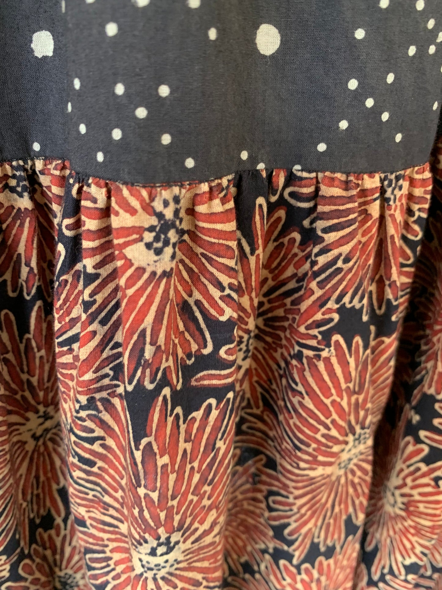 Grey Hand Block Print Donna Dress with Polka Dots